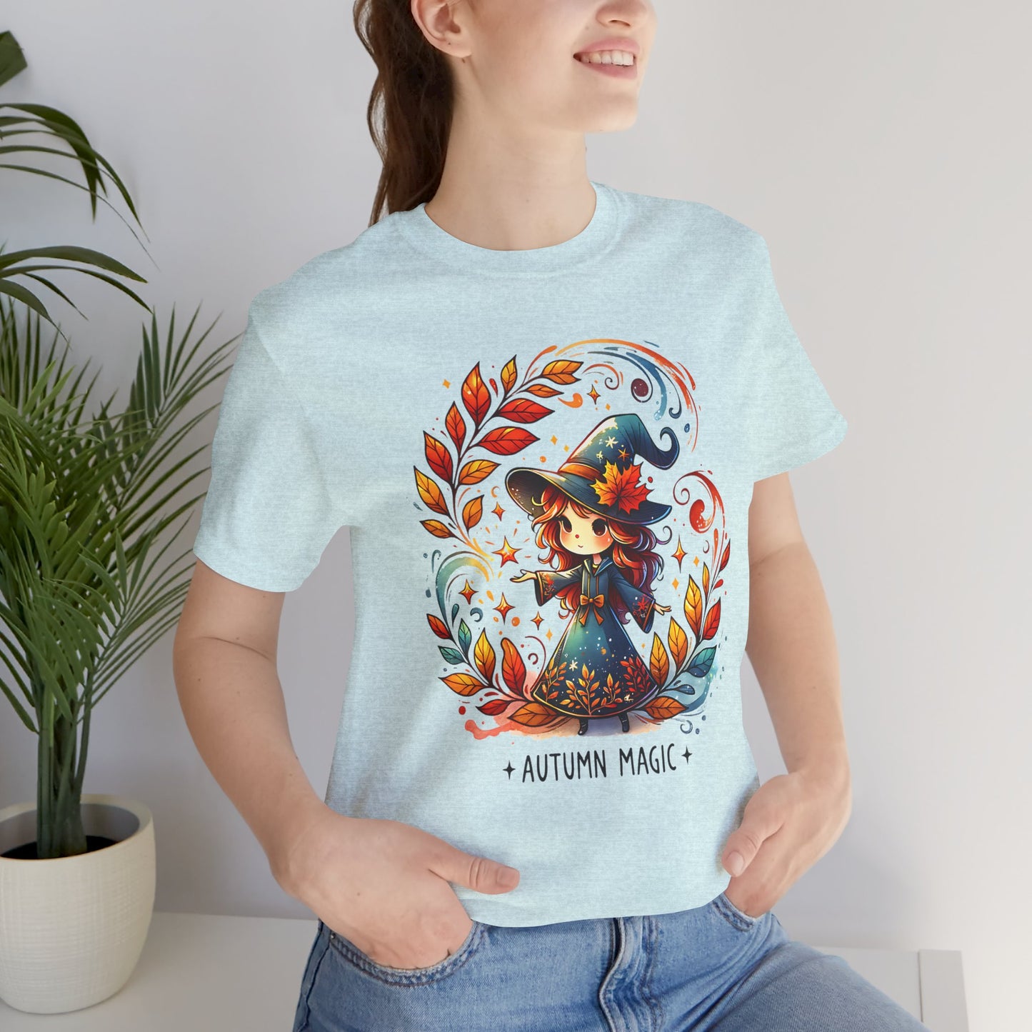 Autumn Magic Witch Tee, Fall Apparel, Halloween Shirt, Unisex Casual Tee, Seasonal Clothing, Gift for Witches