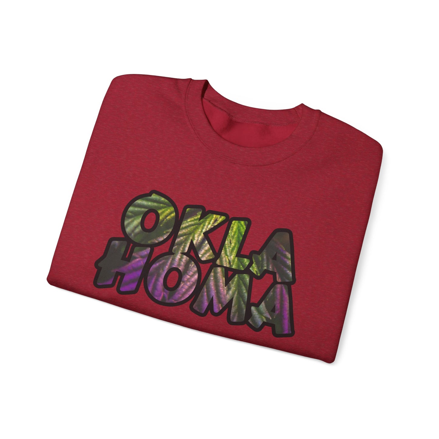 Oklahoma Cannabis Leaves Vibes Crewneck Sweatshirt, Comfortable Unisex Sweatshirt, Casual Style, Perfect for Fall, Great Gift Idea