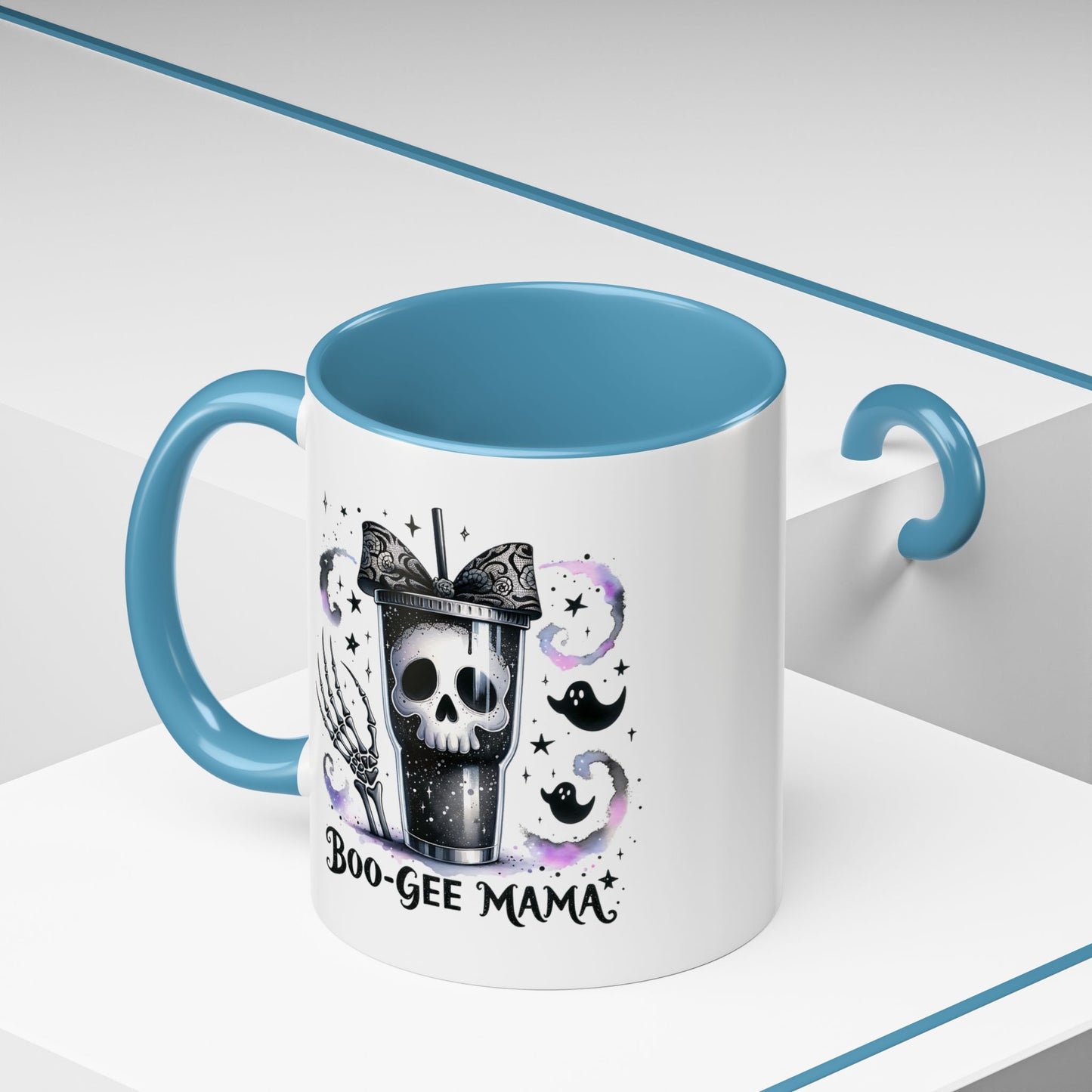 Boo-Gee Mama Spooky Halloween Coffee Mug, Boo-Gee Mama Drinkware, Cute Skeleton Mug, Witchy Gift for Moms, Unique Coffee Cup