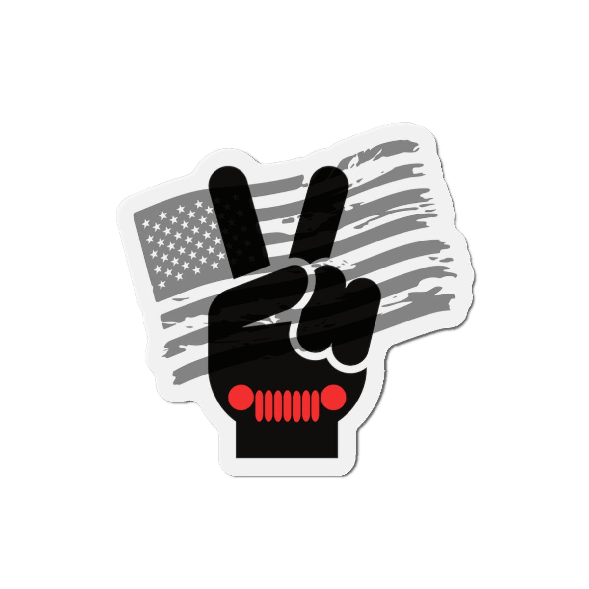 Jeep Wave Peace Sign Patriotic Peace Sign Die-Cut Magnet - USA Flag Gift, Home Decor, Independence Day, Political Support, Fridge Magnet
