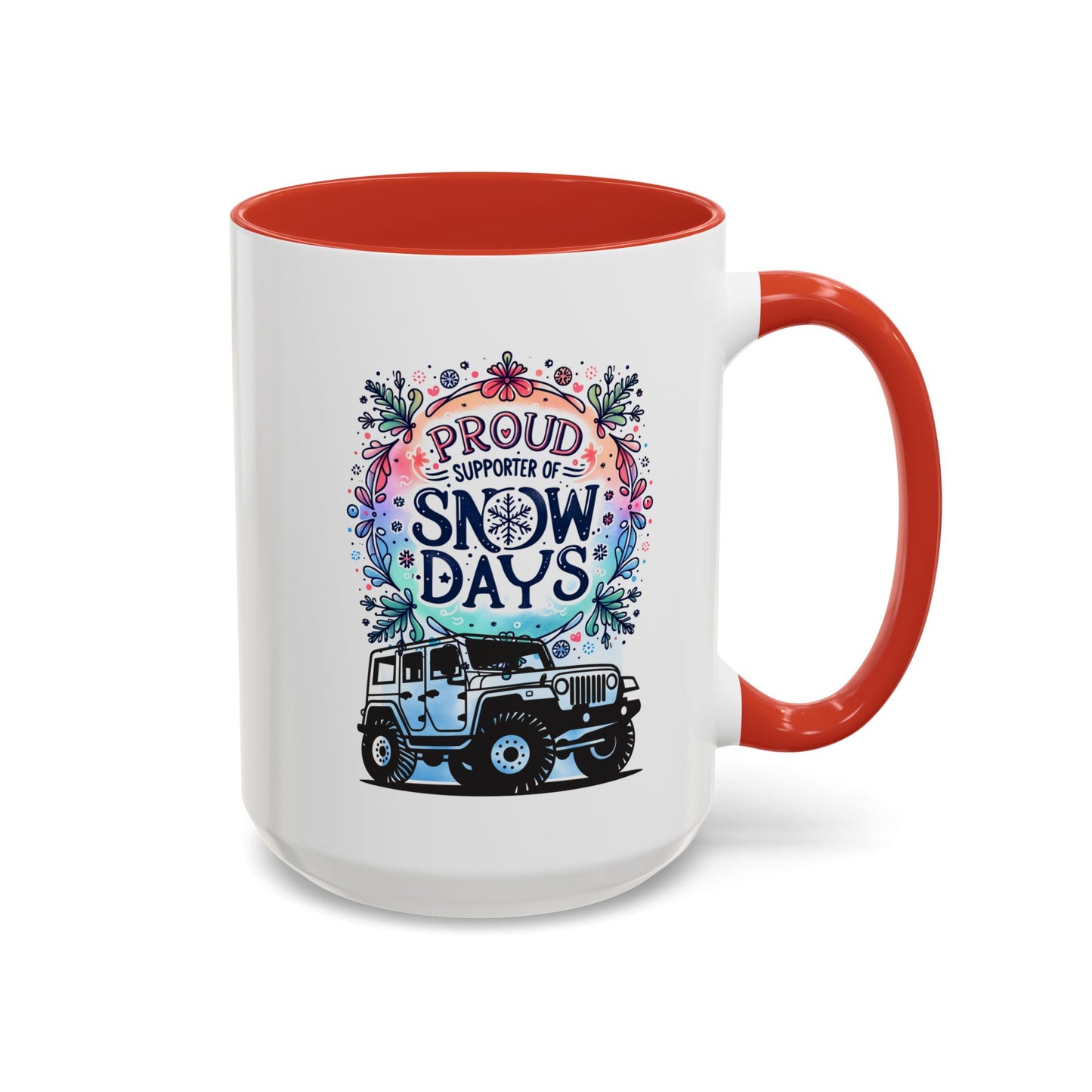 JEEP Coffee Mug Proud Supporter of Snow Days Jeep Coffee Mug, Accent Mug for Jeep Lovers, Winter Beverage Cup, Holiday Gift Idea, Fun Travel Mug