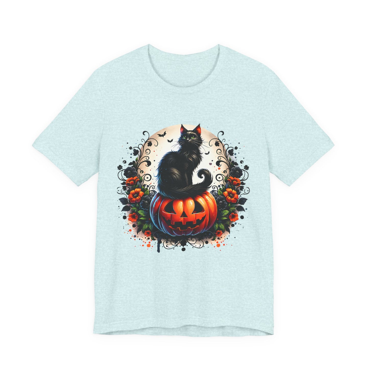 Halloween Black Cat T-Shirt, Unisex Jersey Short Sleeve Shirt, Spooky Fall Fashion, Cat Lover Gift, Autumn Celebrations, Halloween Shirt