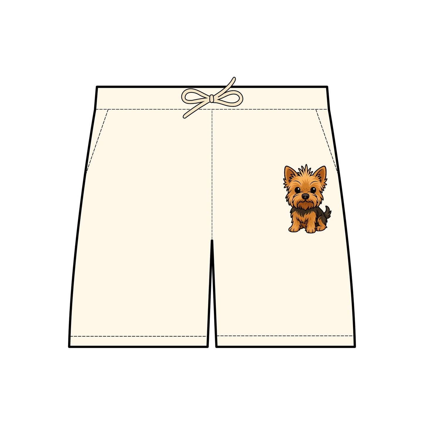 Cute Yorkie Dog Print Fleece Sweat Shorts, Comfortable Summer Lounge Wear, Pet Lover Gift, Casual Beach Shorts, Unisex Dog Shorts