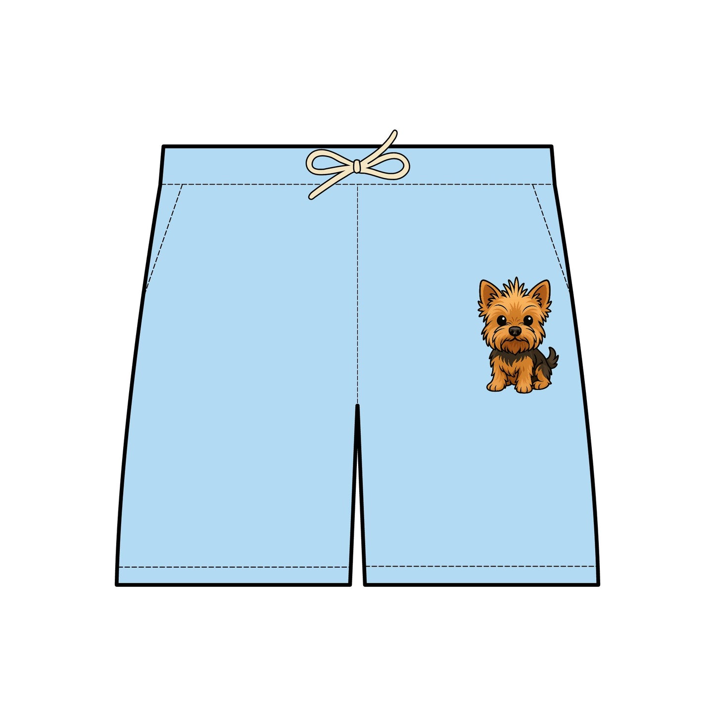 Cute Yorkie Dog Print Fleece Sweat Shorts, Comfortable Summer Lounge Wear, Pet Lover Gift, Casual Beach Shorts, Unisex Dog Shorts