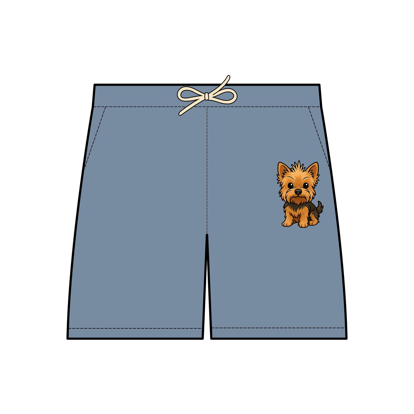 Cute Yorkie Dog Print Fleece Sweat Shorts, Comfortable Summer Lounge Wear, Pet Lover Gift, Casual Beach Shorts, Unisex Dog Shorts