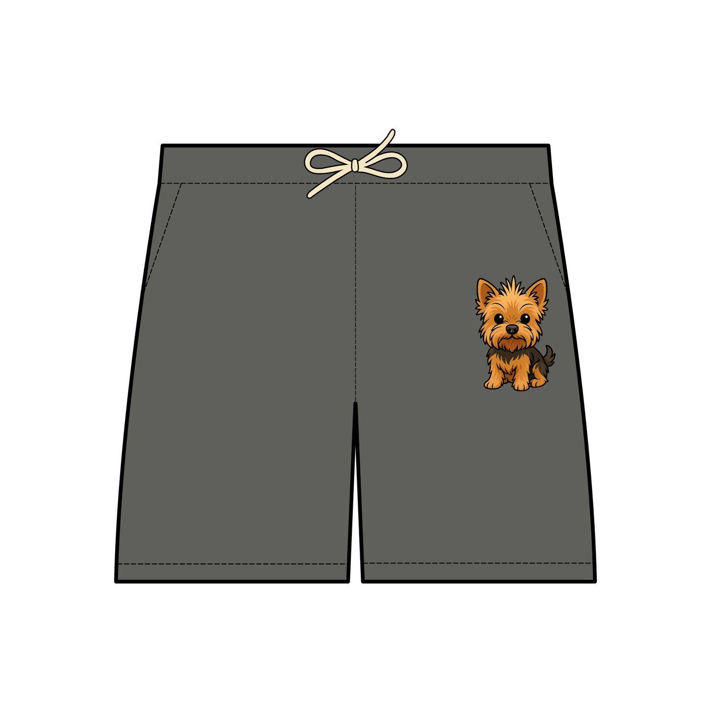 Cute Yorkie Dog Print Fleece Sweat Shorts, Comfortable Summer Lounge Wear, Pet Lover Gift, Casual Beach Shorts, Unisex Dog Shorts