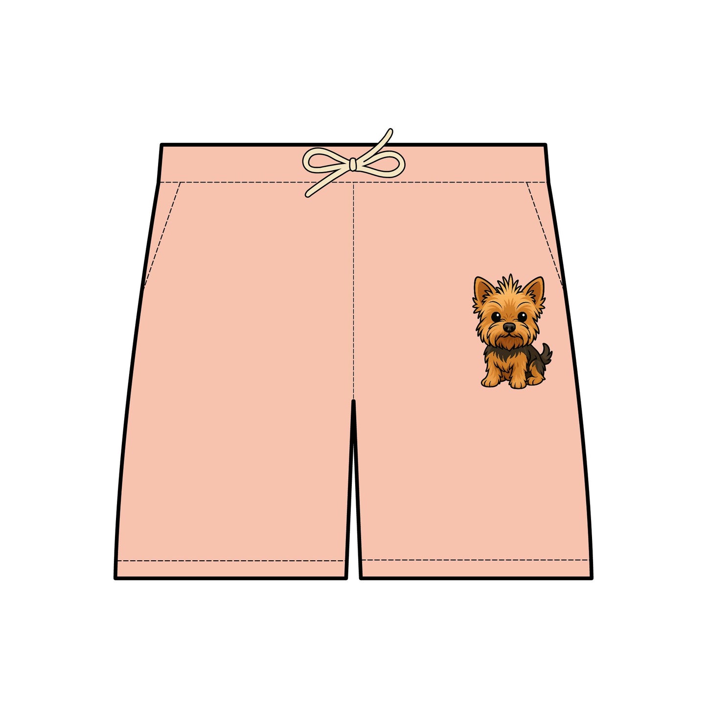 Cute Yorkie Dog Print Fleece Sweat Shorts, Comfortable Summer Lounge Wear, Pet Lover Gift, Casual Beach Shorts, Unisex Dog Shorts