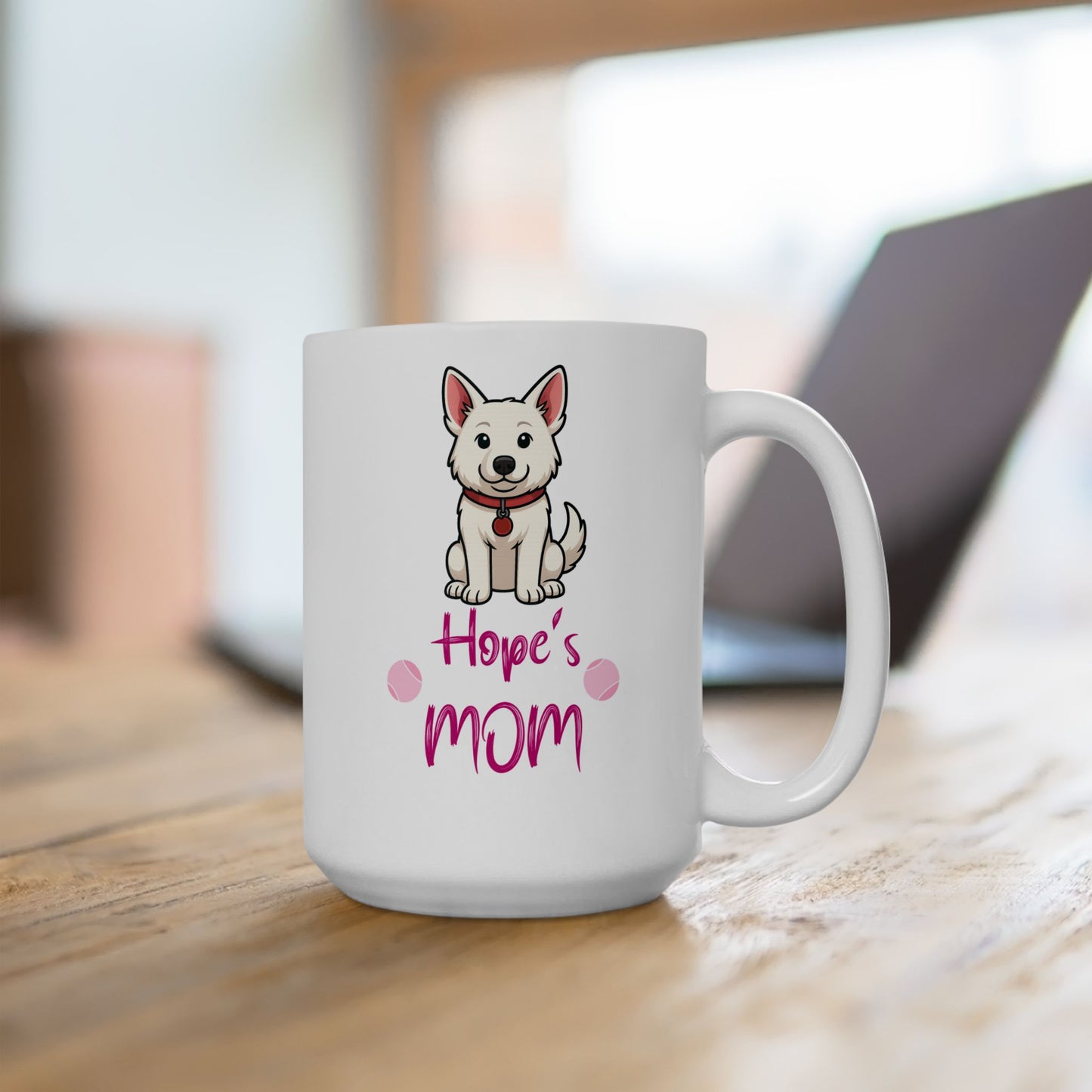 White German Shepherd Ceramic Mug for Coffee Lovers, Tea Enthusiasts, Gift for Friends, Cute Kitchen Decor, Springtime Drinkware