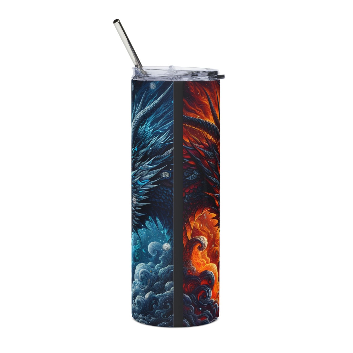 Fire and Ice Dragon Stainless Steel Tumbler | 20oz Travel Mug | Perfect for Fantasy Fans, Gift for Her, Adventurous Drinkware