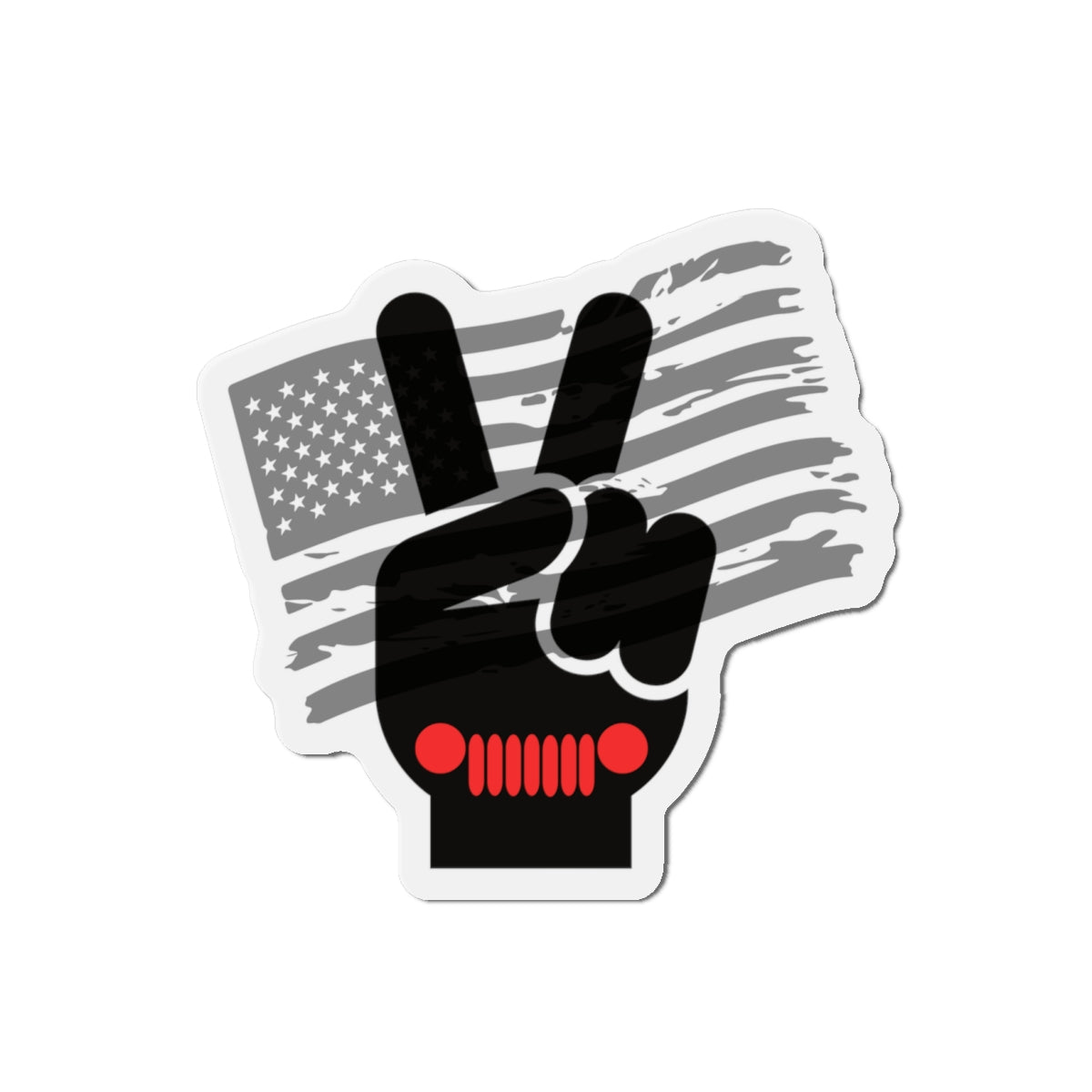 Jeep Wave Peace Sign Patriotic Peace Sign Die-Cut Magnet - USA Flag Gift, Home Decor, Independence Day, Political Support, Fridge Magnet