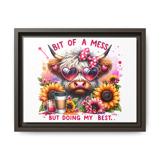 Highland Cow Bit of a Mess But Doing My Best Highland Cow 12 X 9 Canvas Print