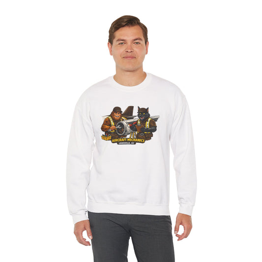 Aircraft Mechanics Crewneck Sweatshirt — Vintage Plane Techs Graphic