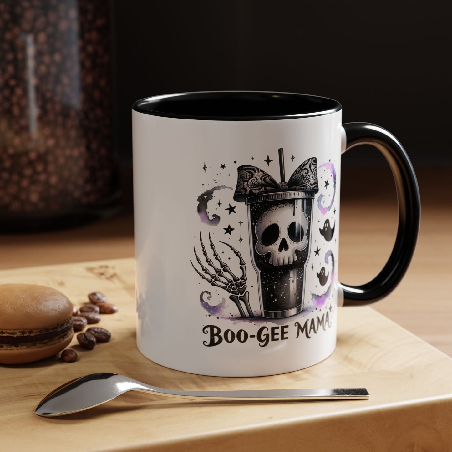 Boo-Gee Mama Spooky Halloween Coffee Mug, Boo-Gee Mama Drinkware, Cute Skeleton Mug, Witchy Gift for Moms, Unique Coffee Cup