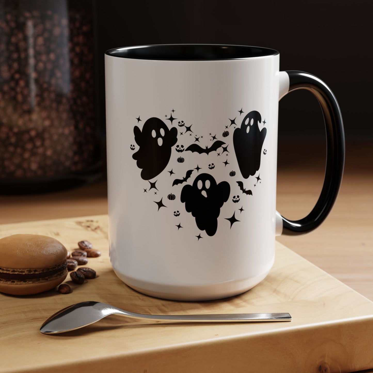 Halloween Ghost Heart Coffee Mug - Spooky Mug for Halloween, Cute Ghost Decor, Trick or Treat Mug, Goth Coffee Cup, Halloween Gift