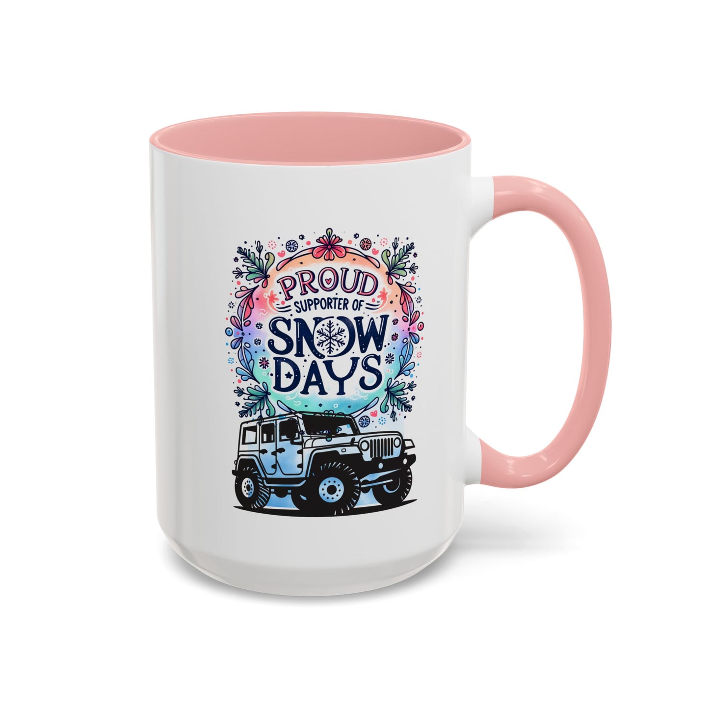 JEEP Coffee Mug Proud Supporter of Snow Days Jeep Coffee Mug, Accent Mug for Jeep Lovers, Winter Beverage Cup, Holiday Gift Idea, Fun Travel Mug