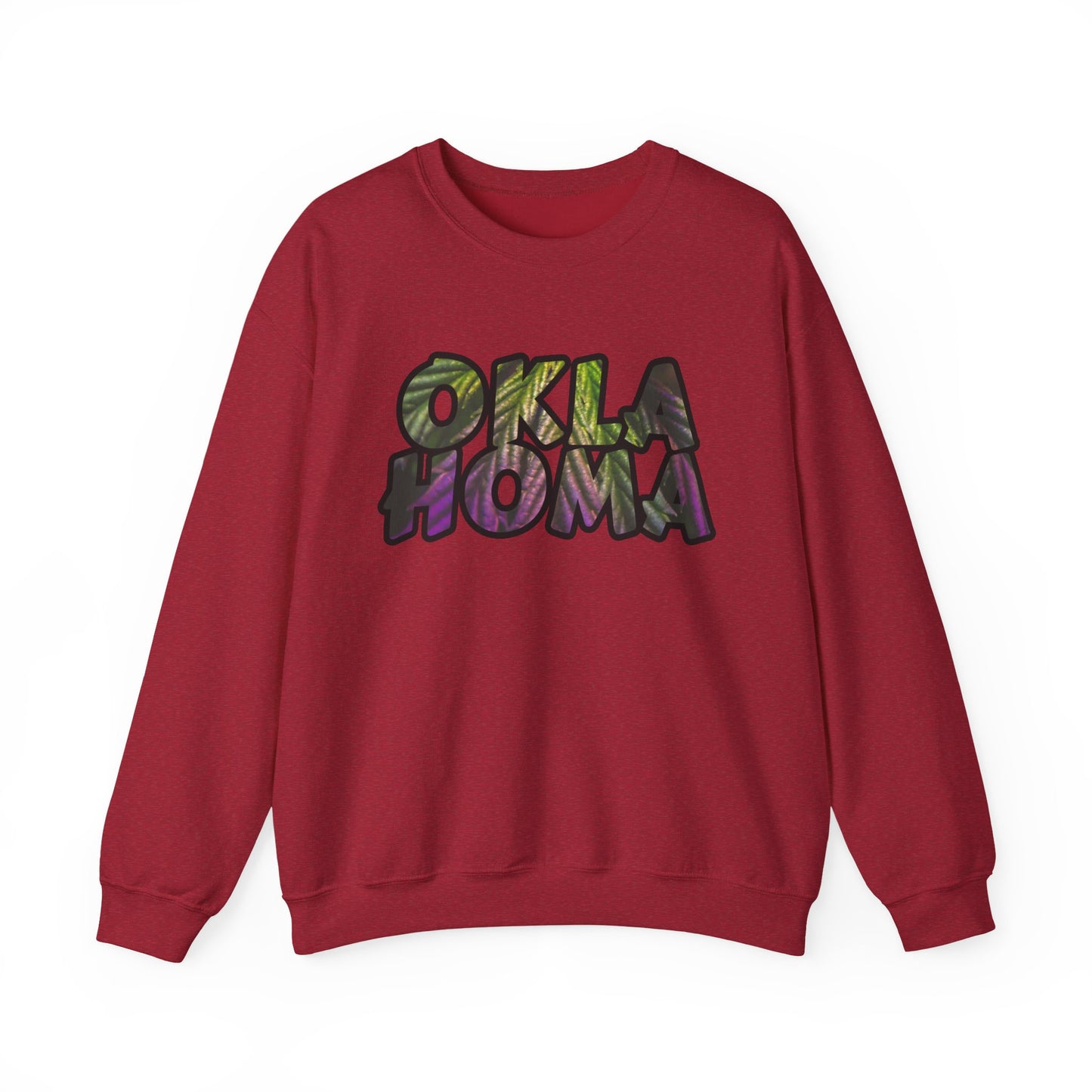 Oklahoma Cannabis Leaves Vibes Crewneck Sweatshirt, Comfortable Unisex Sweatshirt, Casual Style, Perfect for Fall, Great Gift Idea