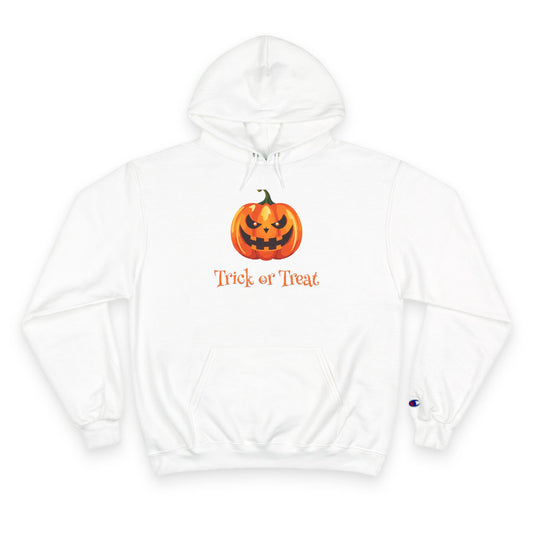 Trick or Treat Halloween Pumpkin Champion Hoodie, Trick or Treat Sweatshirt, Fall Fashion, Cozy Layering, Halloween Costume, Spooky Season