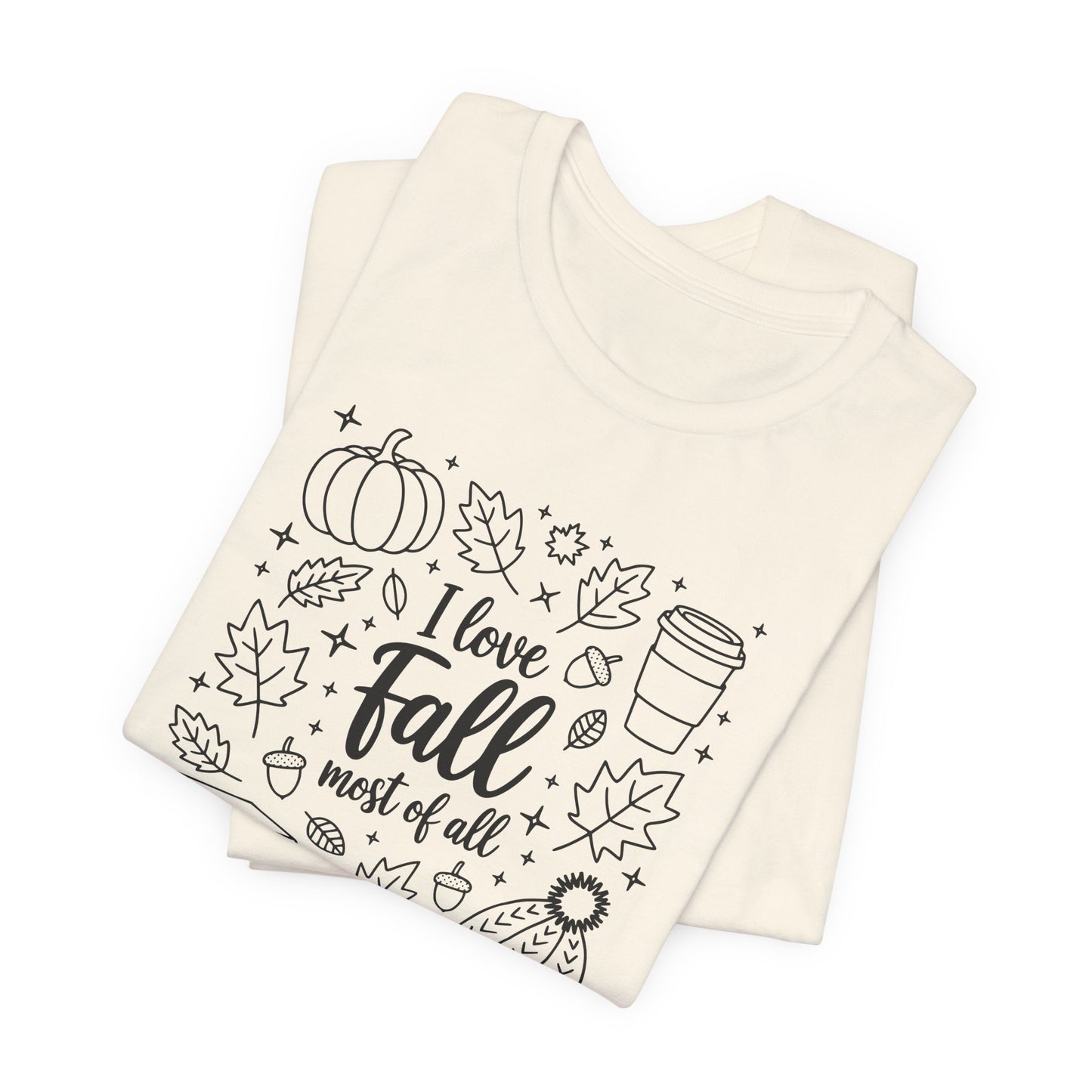 I Love Fall Short Sleeve Tee, Autumn T-Shirt, Cozy Fall Apparel, Pumpkin Shirt, Seasonal Gift, Unisex Casual Wear