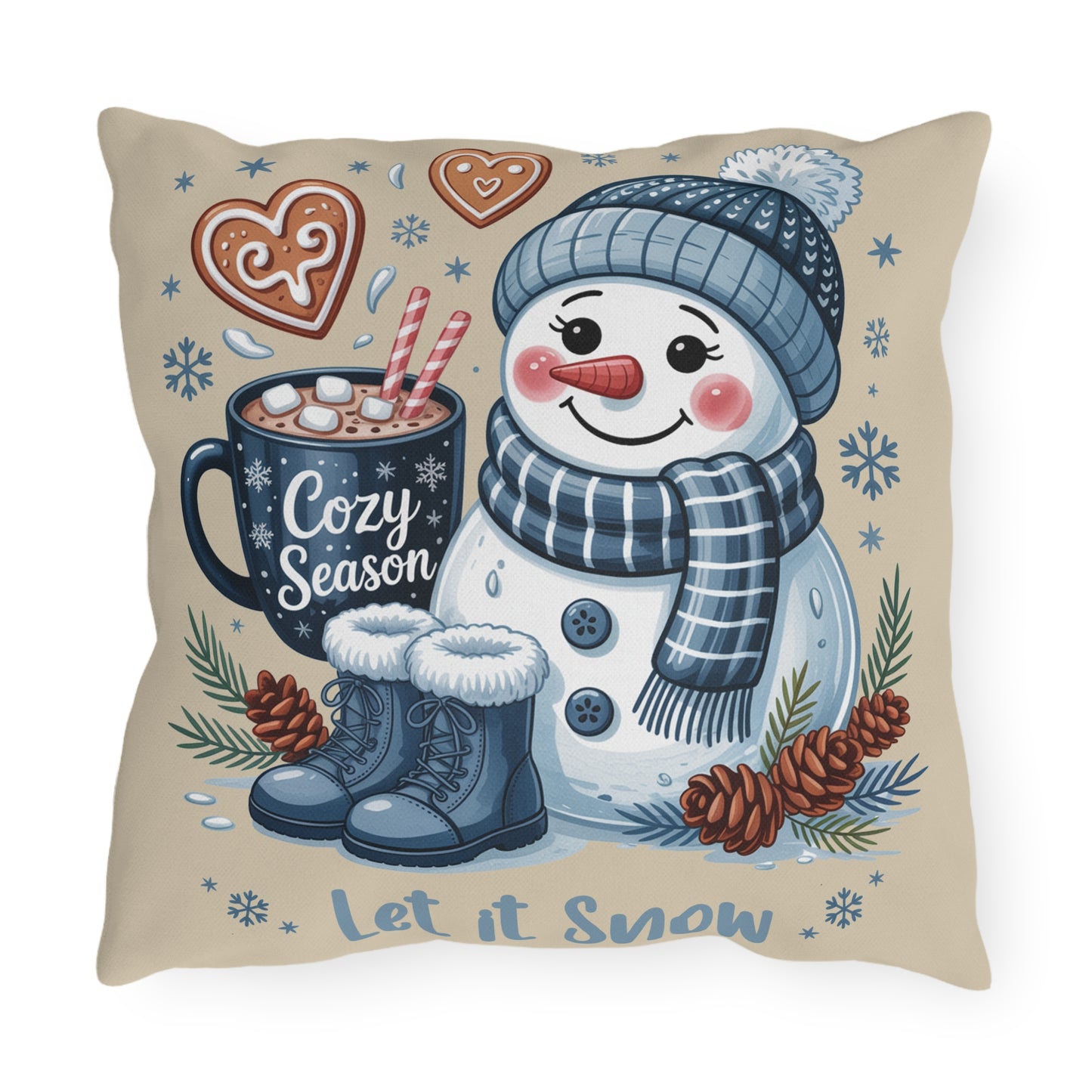 Let It Snow Snowman Indoor - Outdoor Pillow — Cozy Season Winter Decor