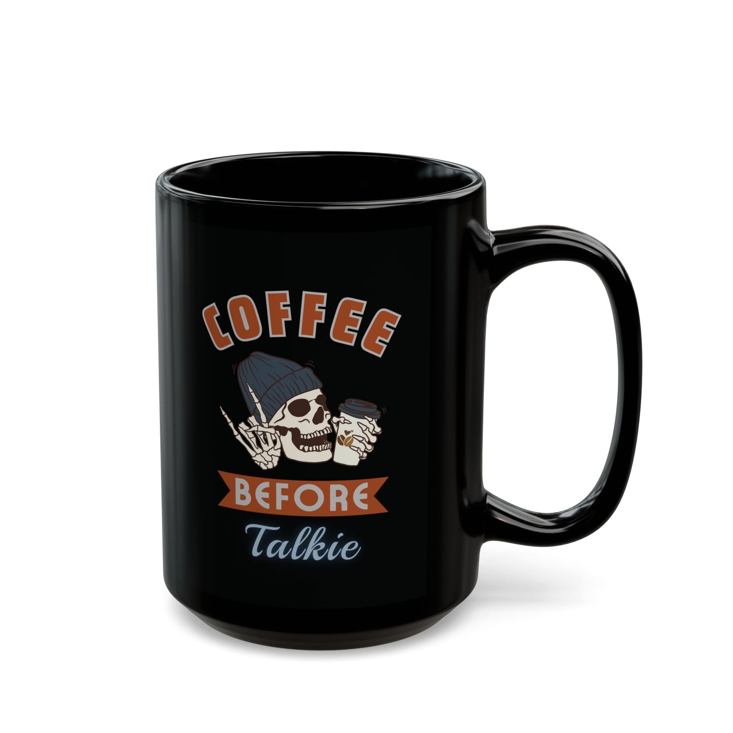 Skeleton Coffee Mug 11oz 15 oz Coffee Before Talkie Skull Mug - Perfect Gift for Coffee Lovers, Halloween Decor, Personalized Cup, Unique Kitchenware, Funny Gift