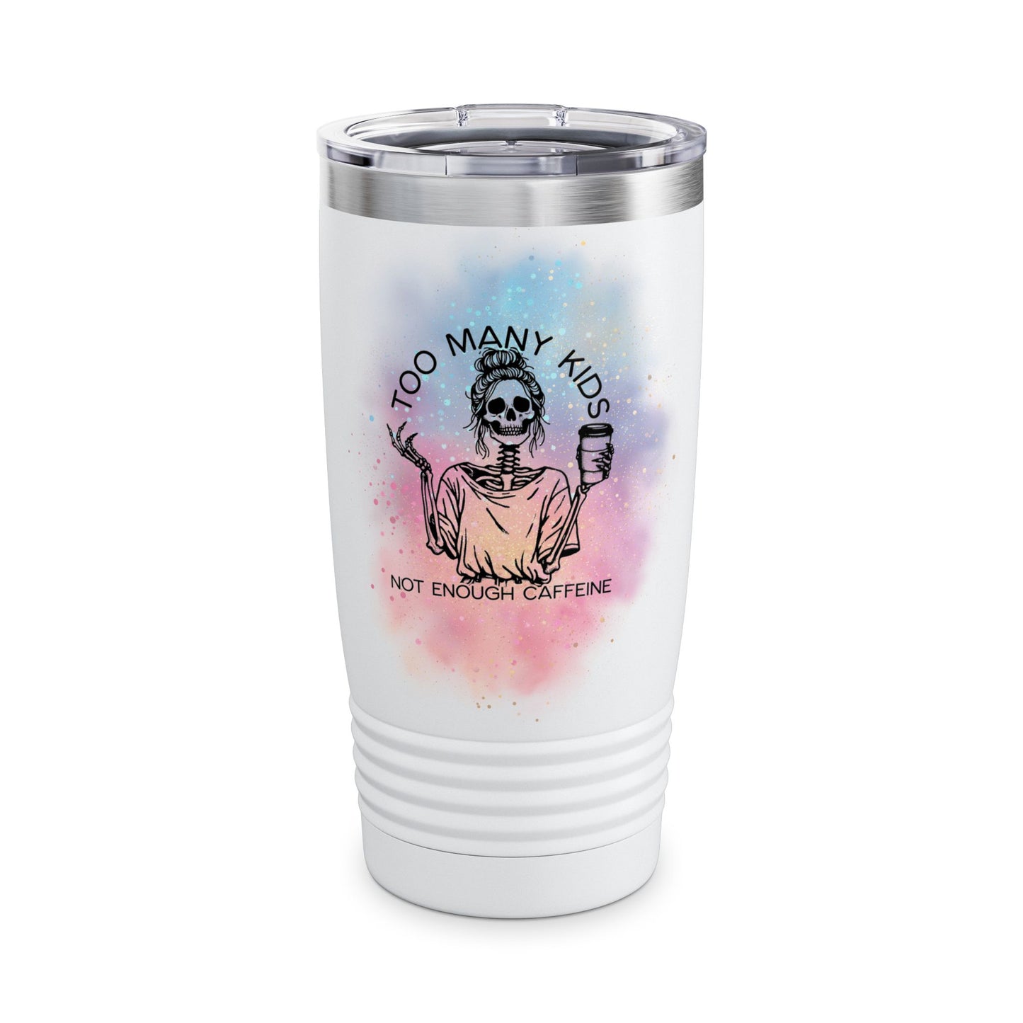 Too Many Kids Not Enough Caffeine Tumbler 20oz Travel Mug | Gifts for Moms, Caffeine Lovers, Coffee Lovers, Funny Gift, Halloween