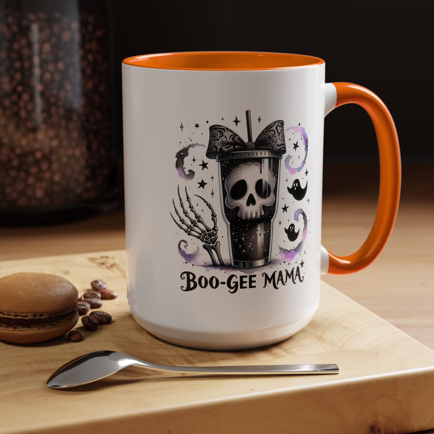 Boo-Gee Mama Spooky Halloween Coffee Mug, Boo-Gee Mama Drinkware, Cute Skeleton Mug, Witchy Gift for Moms, Unique Coffee Cup