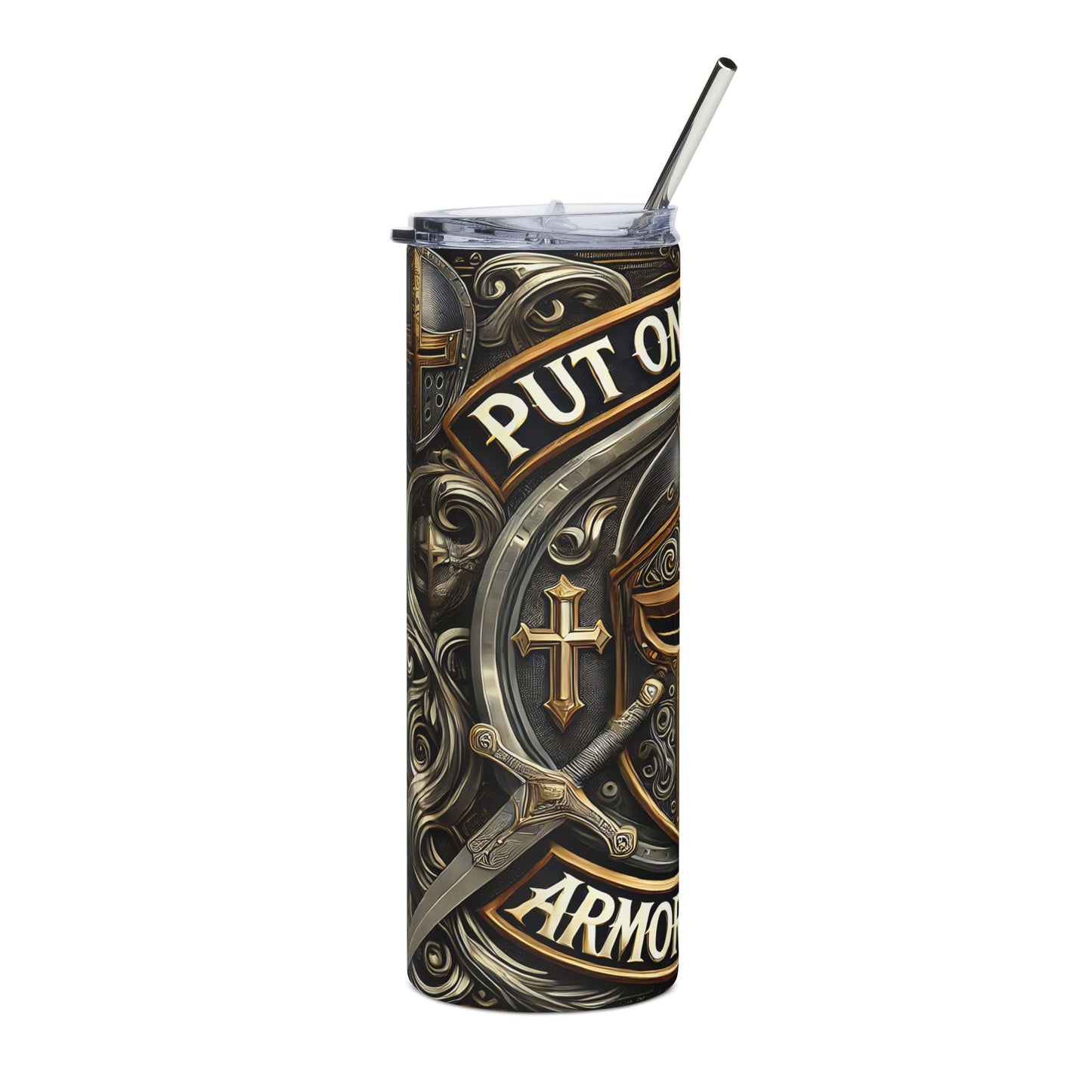 Armor of God 20oz Stainless Steel Tumbler with Lid and Straw