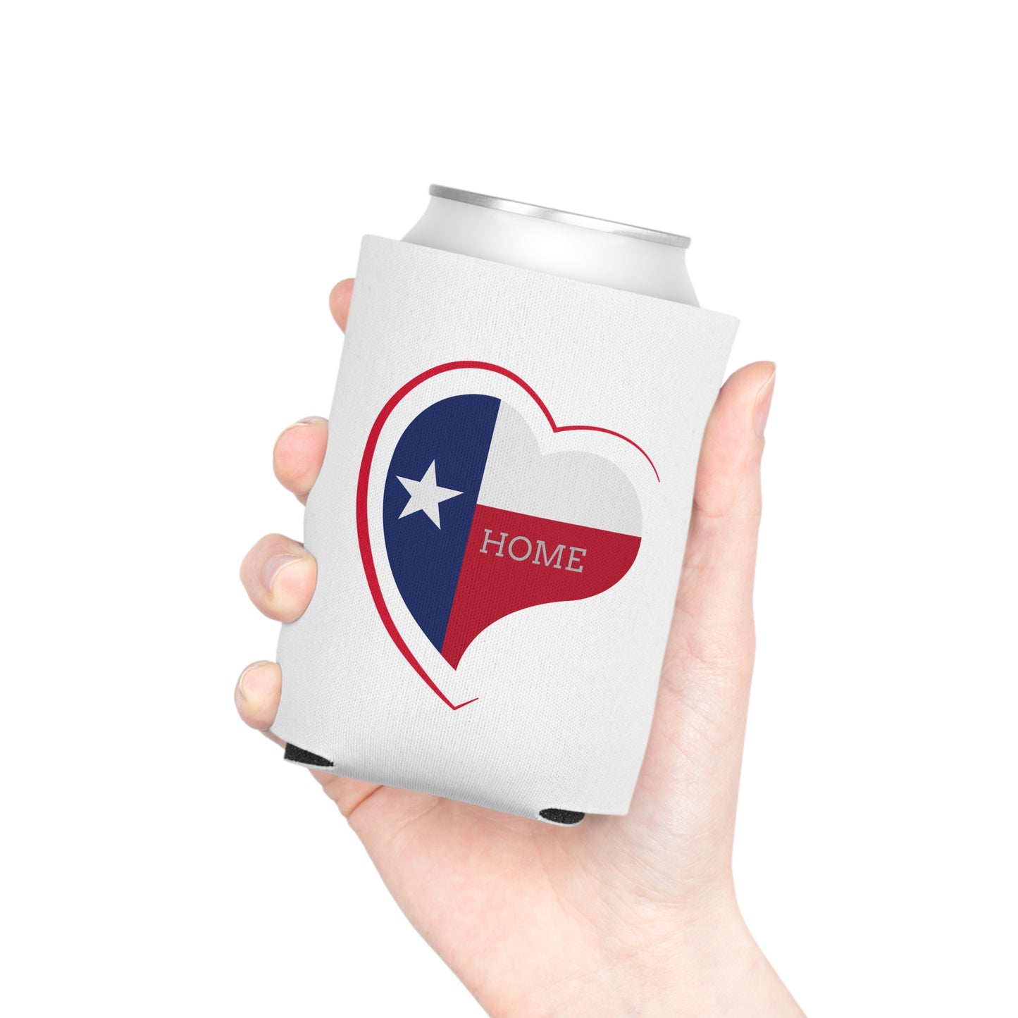 Texas Home Can Cooler, Heart Design, Beverage Insulator, Gift for Texan, Home State Pride, Summer BBQ Accessory, Texas Lovers
