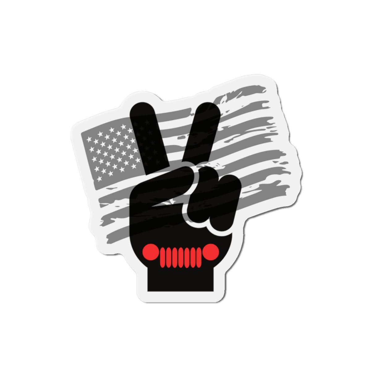 Jeep Wave Peace Sign Patriotic Peace Sign Die-Cut Magnet - USA Flag Gift, Home Decor, Independence Day, Political Support, Fridge Magnet