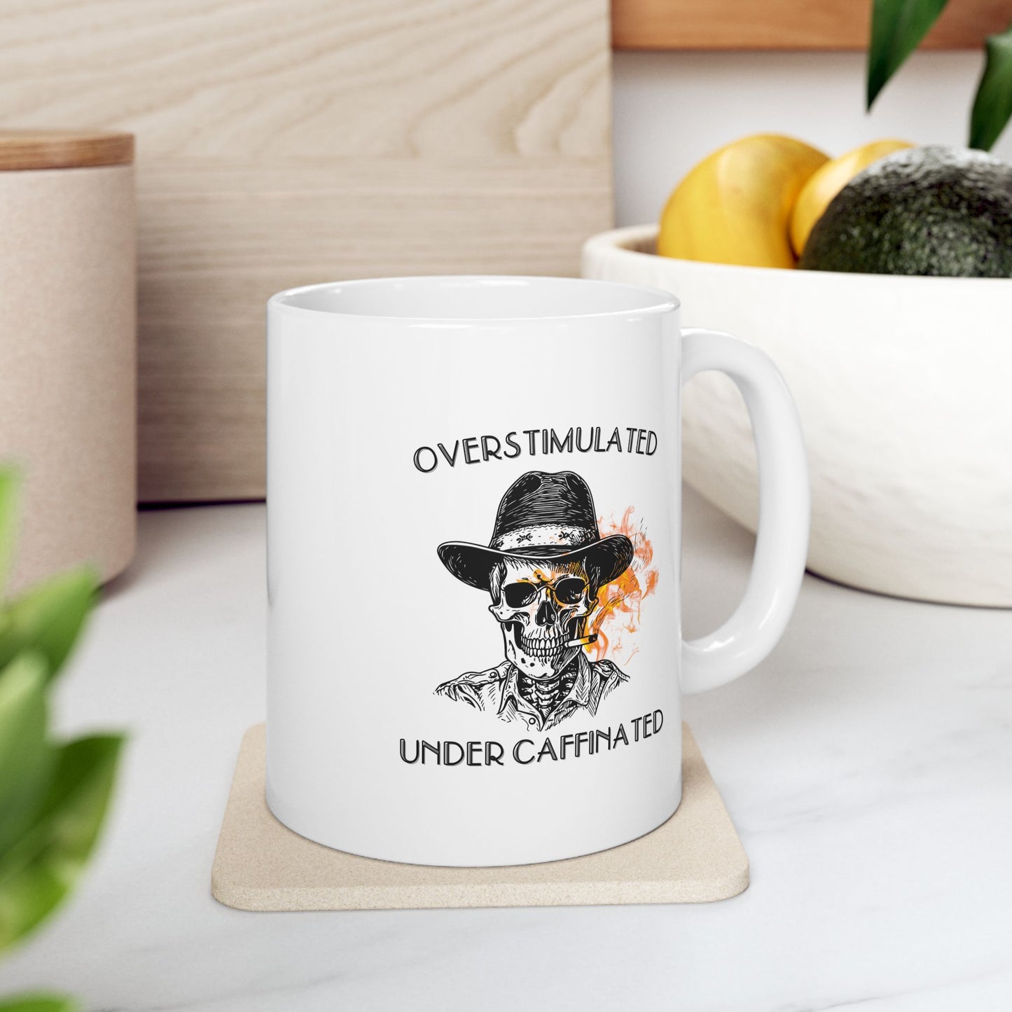 Mental Health Skeleton Motivational Ceramic Mug 11oz 15oz for Daily Inspiration, Unique Gift for Coffee Lovers, Office Supplies, Self-Care, Affirmations