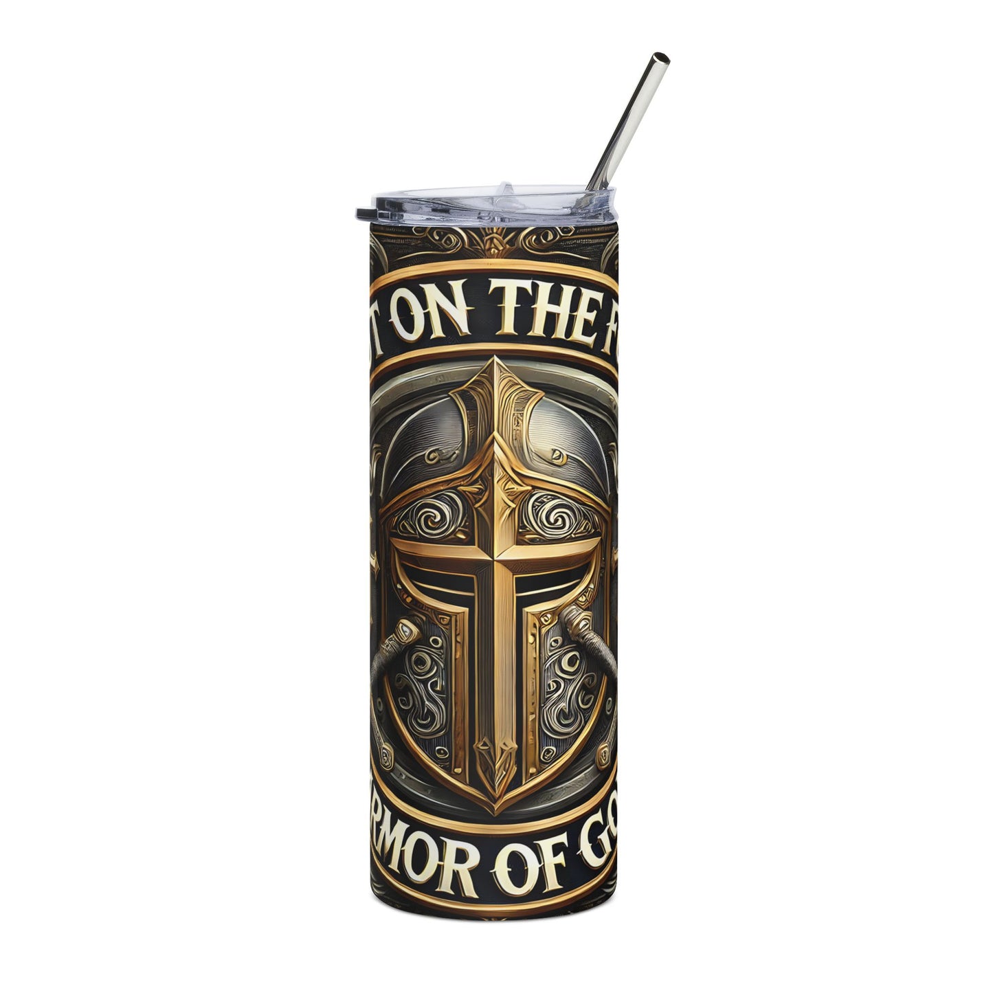 Armor of God 20oz Stainless Steel Tumbler with Lid and Straw