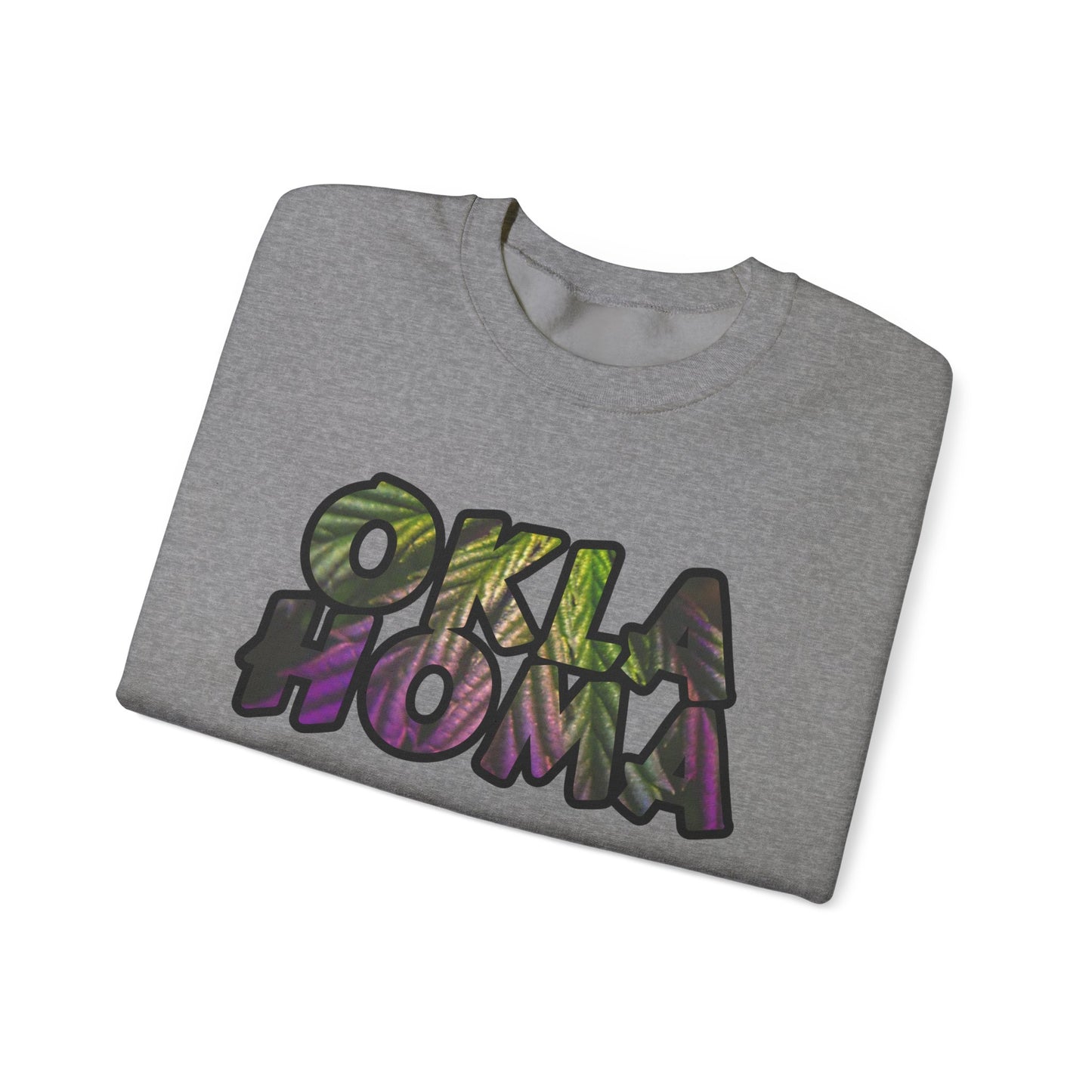 Oklahoma Cannabis Leaves Vibes Crewneck Sweatshirt, Comfortable Unisex Sweatshirt, Casual Style, Perfect for Fall, Great Gift Idea