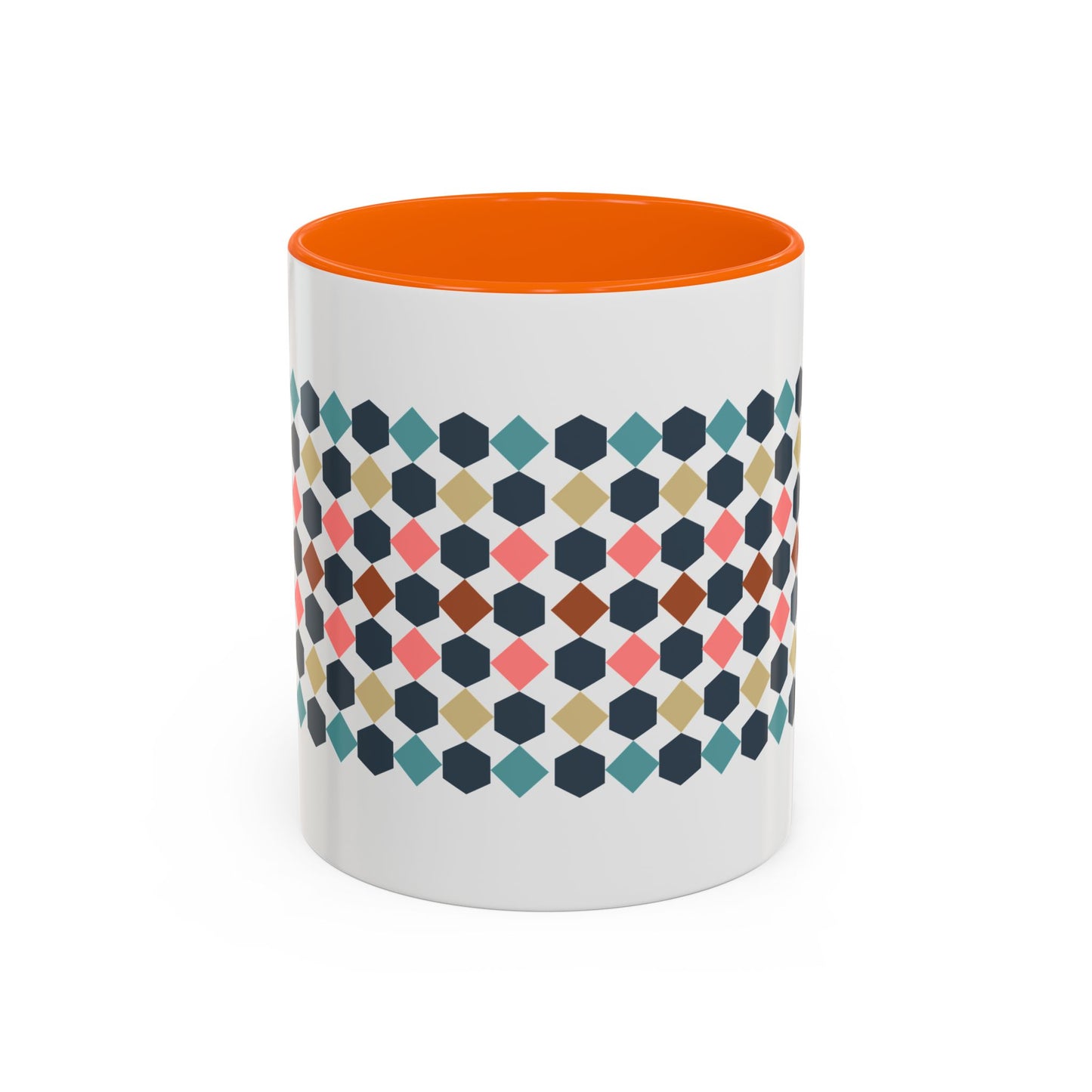 Hex Style Accent 11oz and 15oz Coffee Mug Geometric Pattern Ceramic Cup Gift for Coffee Lovers, Home Decor, Office Mug, Unique Kitchenware