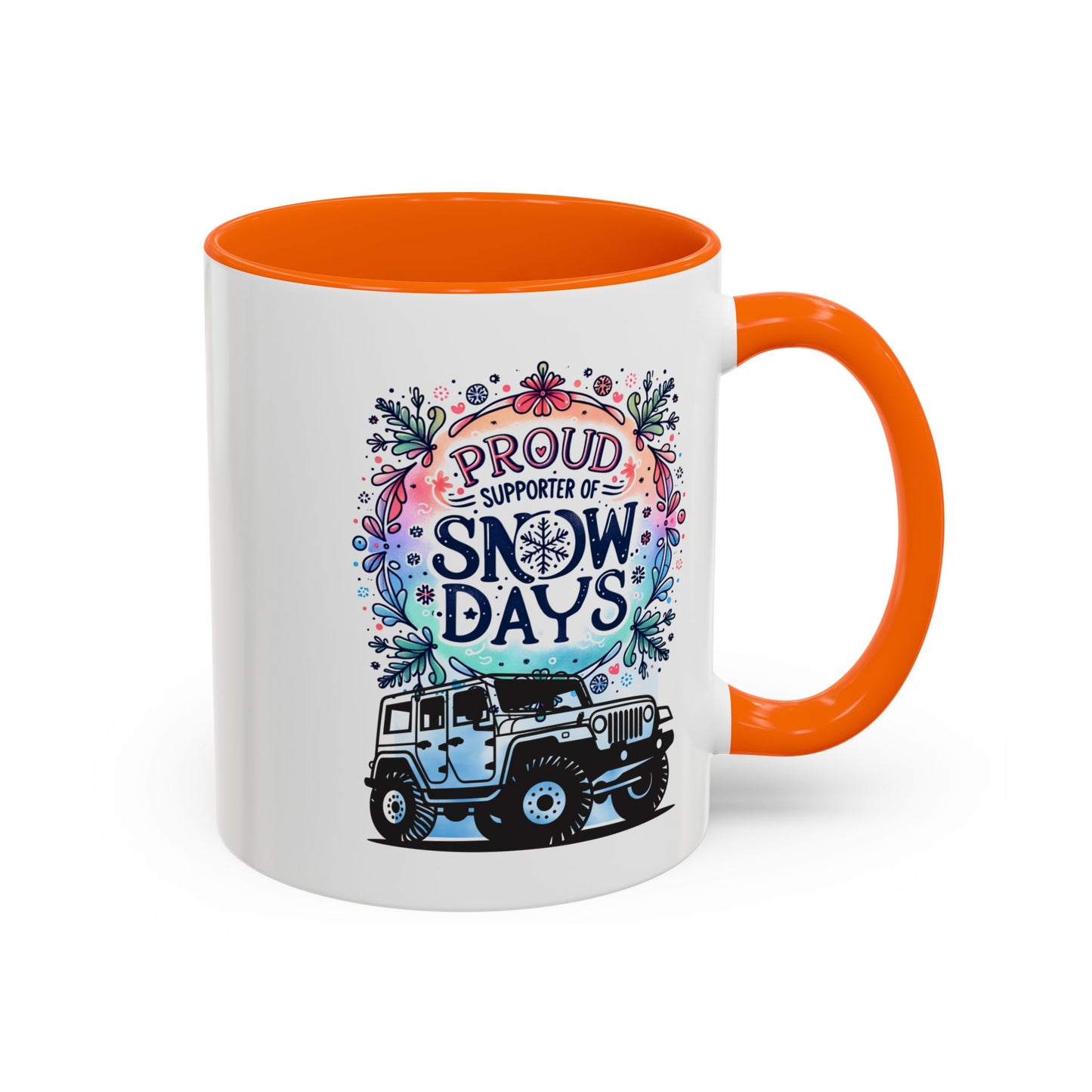 JEEP Coffee Mug Proud Supporter of Snow Days Jeep Coffee Mug, Accent Mug for Jeep Lovers, Winter Beverage Cup, Holiday Gift Idea, Fun Travel Mug