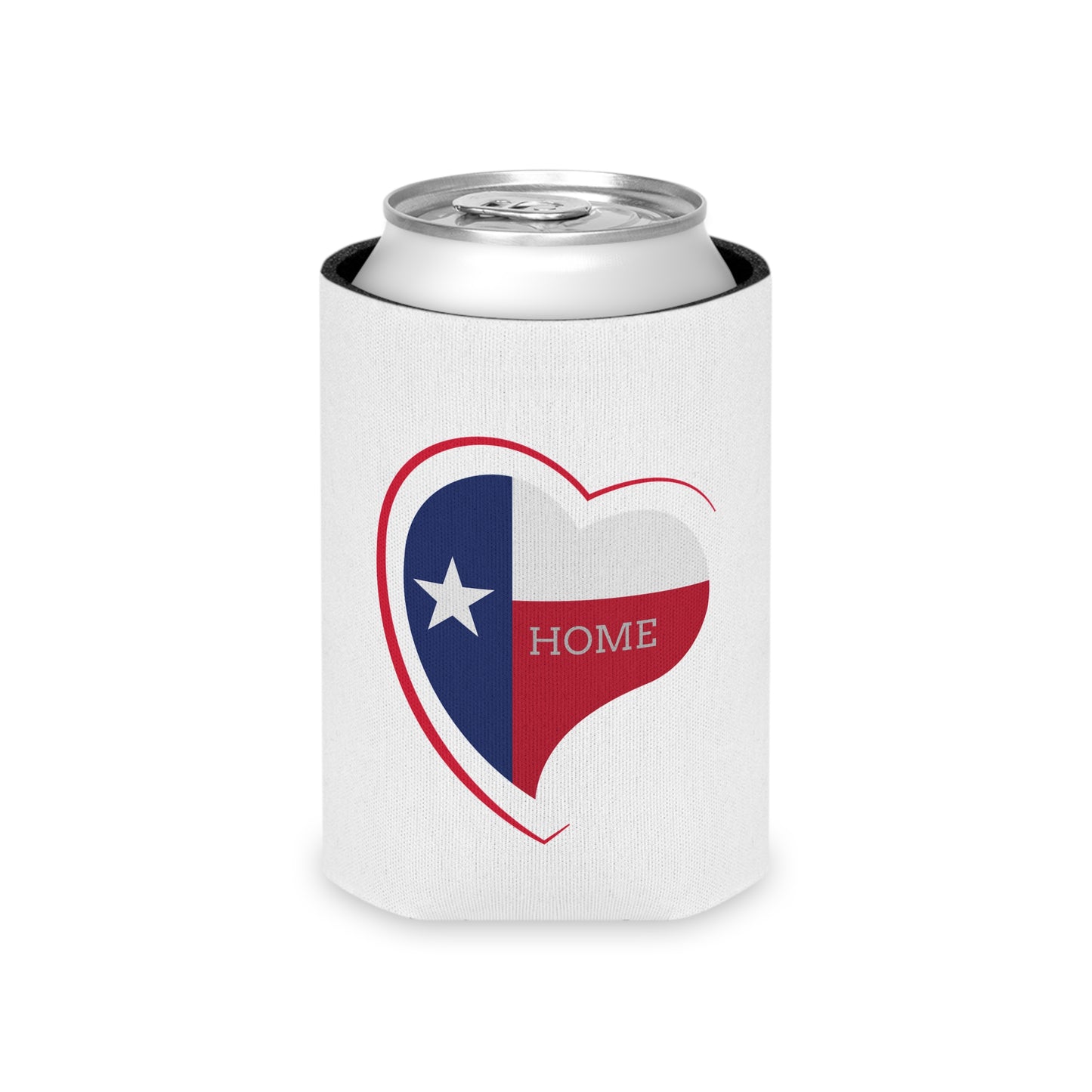 Texas Home Can Cooler, Heart Design, Beverage Insulator, Gift for Texan, Home State Pride, Summer BBQ Accessory, Texas Lovers