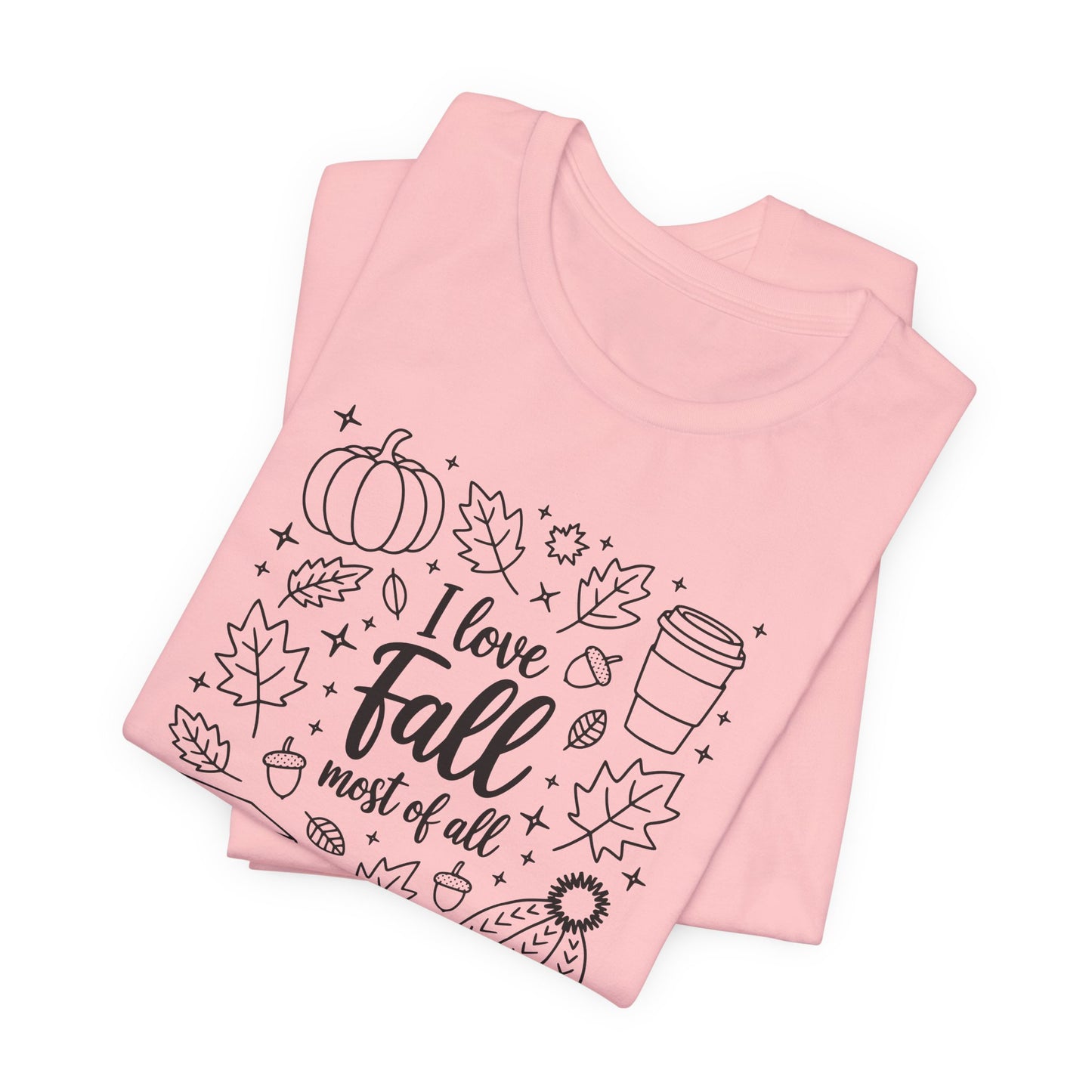 I Love Fall Short Sleeve Tee, Autumn T-Shirt, Cozy Fall Apparel, Pumpkin Shirt, Seasonal Gift, Unisex Casual Wear
