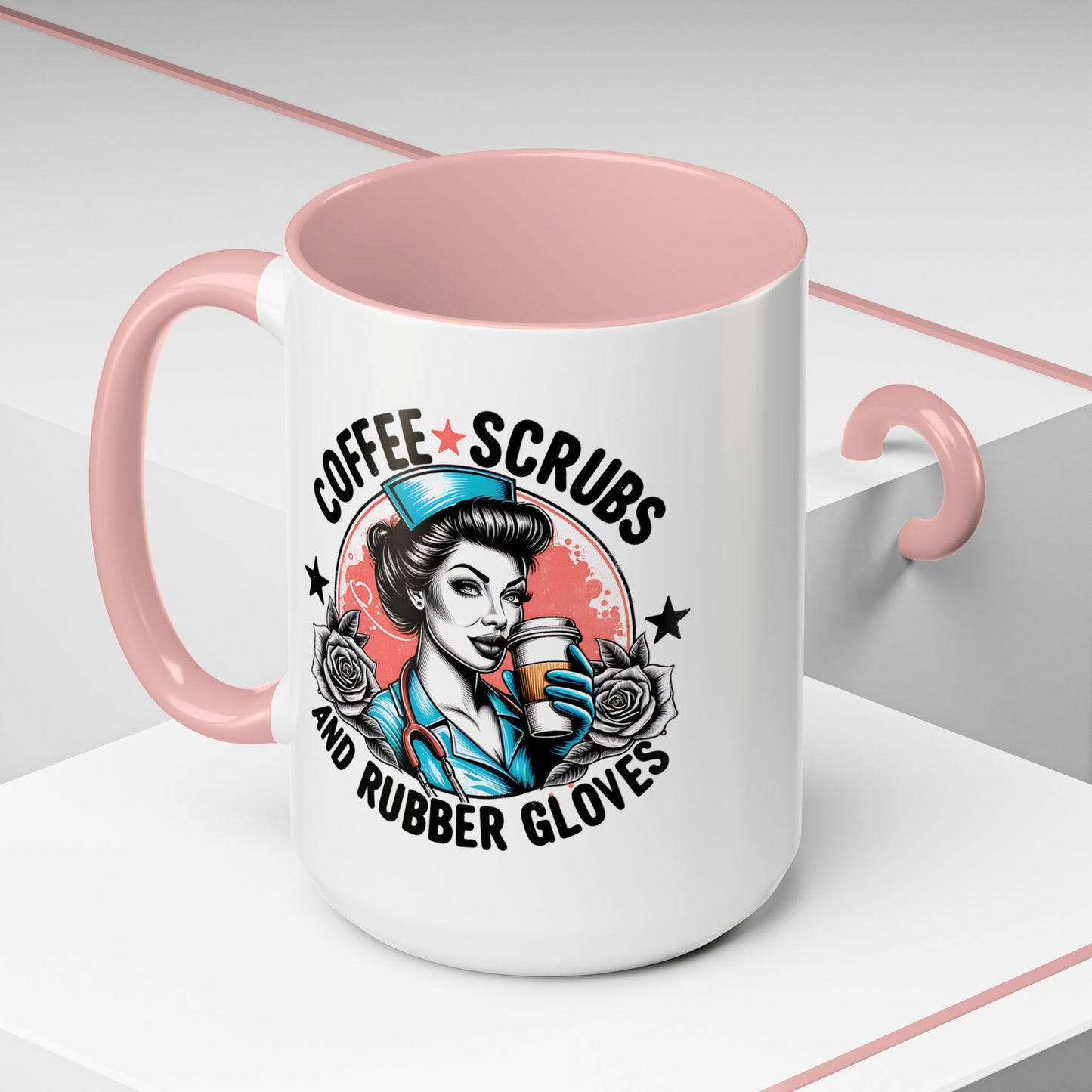 Coffee Scrubs and Rubber Gloves Coffee Lover's Accent Mug: Perfect for Nurses, Gifts for Healthcare Workers, Funny Medical Gifts, Kitchen Decor, Unique Coffee Mugs