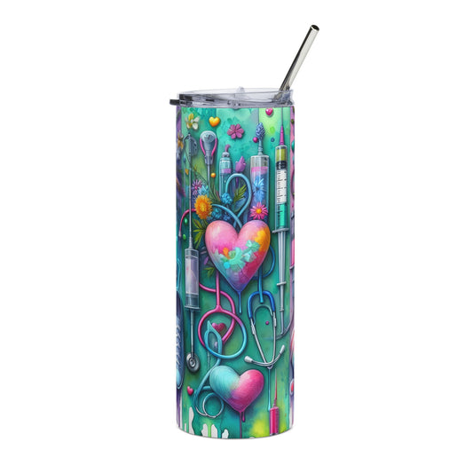 Nurse Themed Colorful 20oz Tumbler Gift for Healthcare Workers Travel Mug Art-Inspired Drinkware