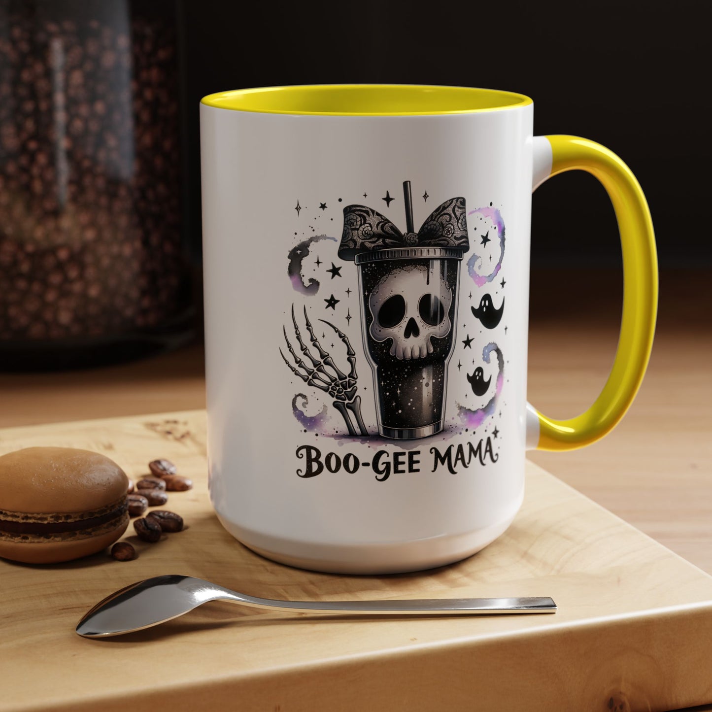Boo-Gee Mama Spooky Halloween Coffee Mug, Boo-Gee Mama Drinkware, Cute Skeleton Mug, Witchy Gift for Moms, Unique Coffee Cup