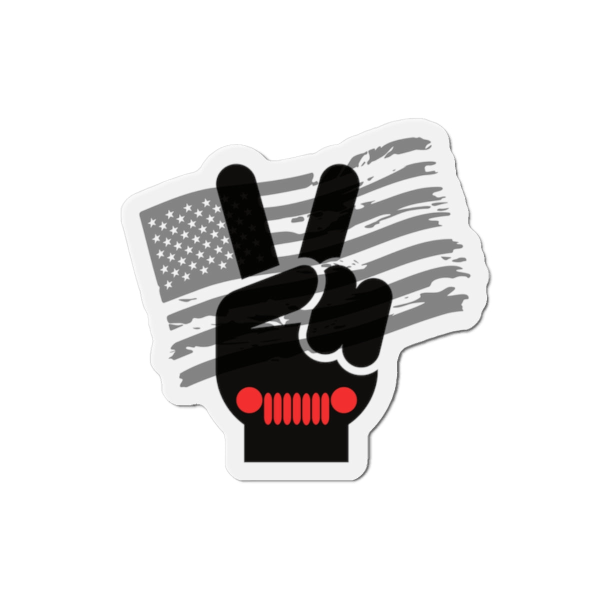 Jeep Wave Peace Sign Patriotic Peace Sign Die-Cut Magnet - USA Flag Gift, Home Decor, Independence Day, Political Support, Fridge Magnet