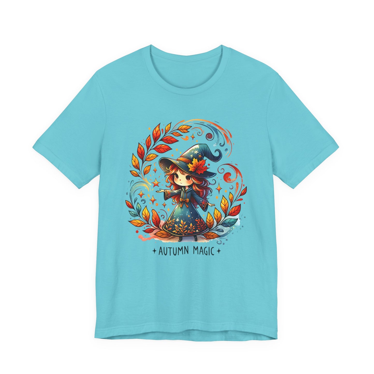 Autumn Magic Witch Tee, Fall Apparel, Halloween Shirt, Unisex Casual Tee, Seasonal Clothing, Gift for Witches