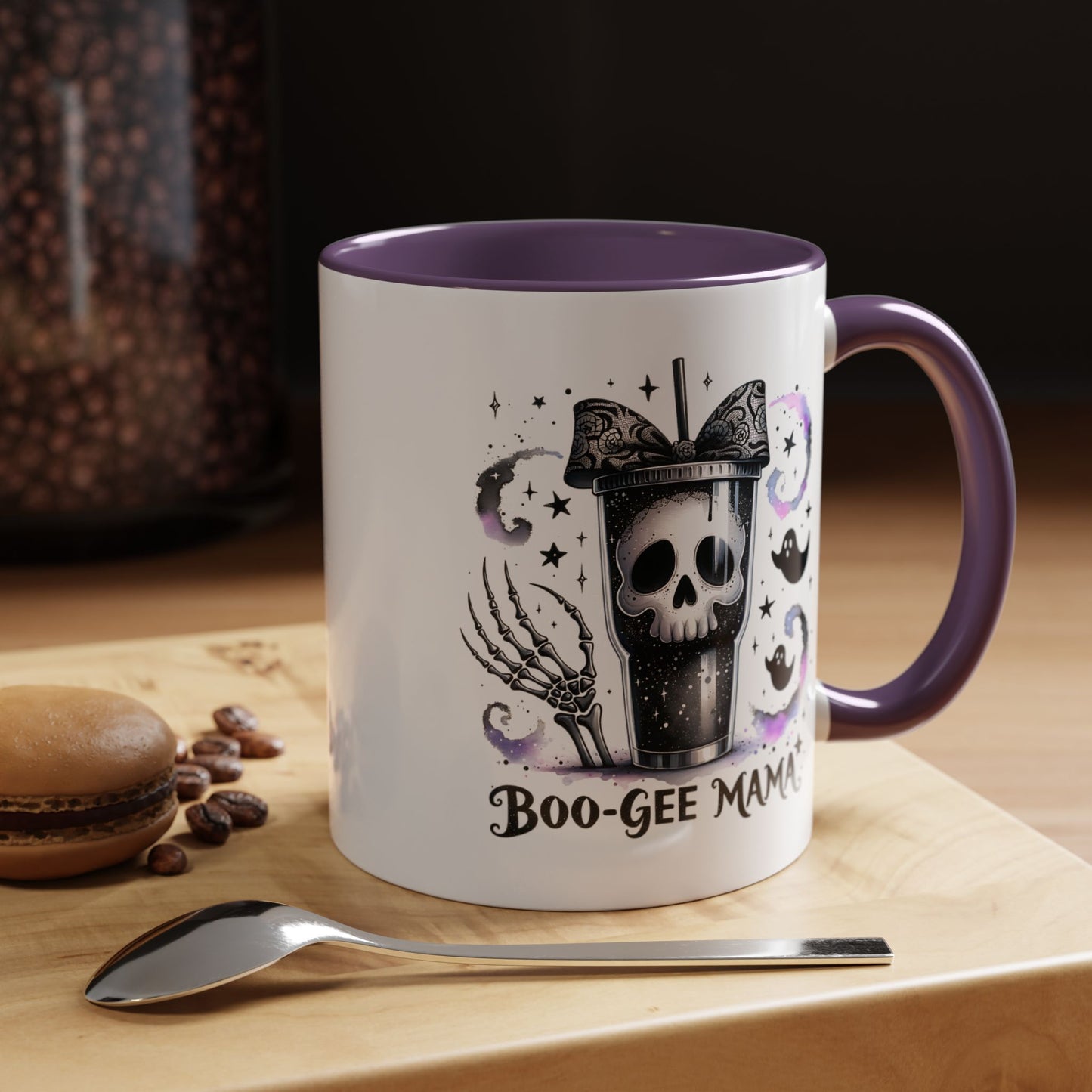 Boo-Gee Mama Spooky Halloween Coffee Mug, Boo-Gee Mama Drinkware, Cute Skeleton Mug, Witchy Gift for Moms, Unique Coffee Cup