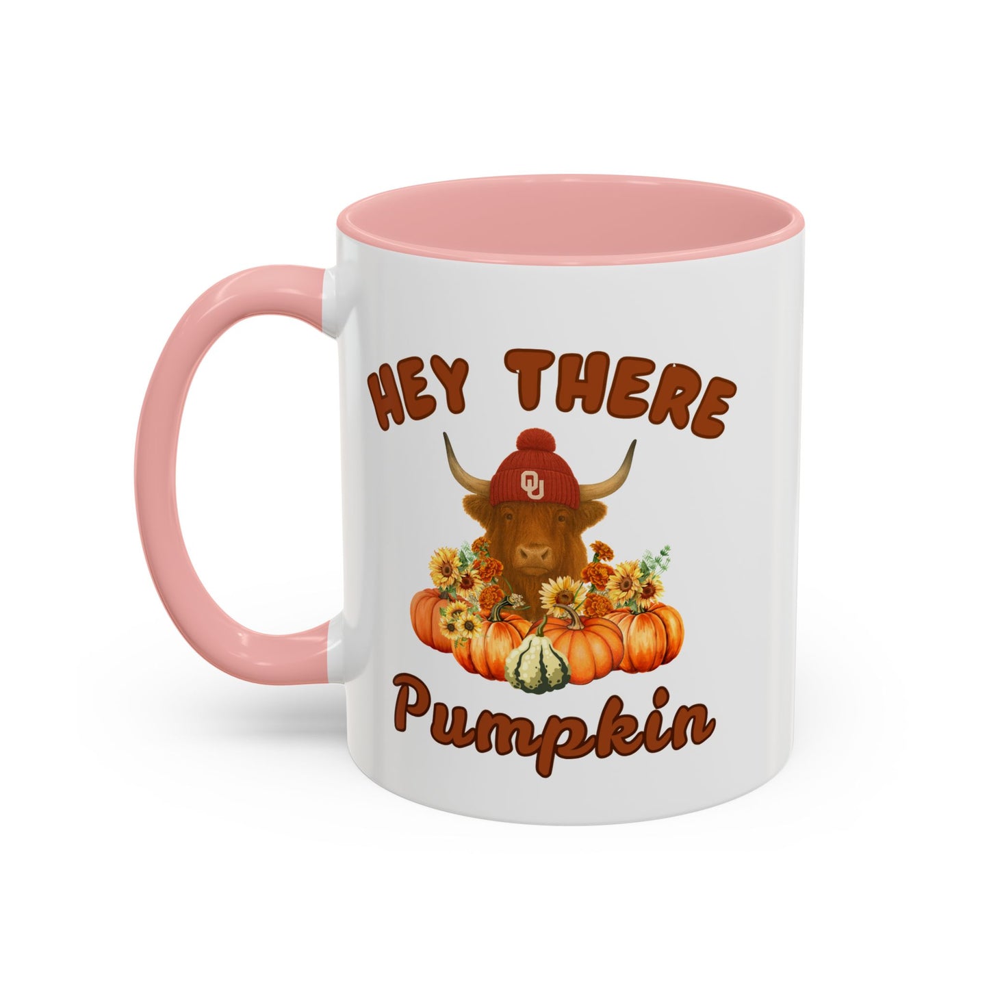 Highland Cow Sooner Fan Mug 11oz and 15oz Hey There Pumpkin Coffee Mug, Fall Gifts, Autumn Decor, Cute Pumpkin Mug, Seasonal Coffee Cups, Thanksgiving Mugs
