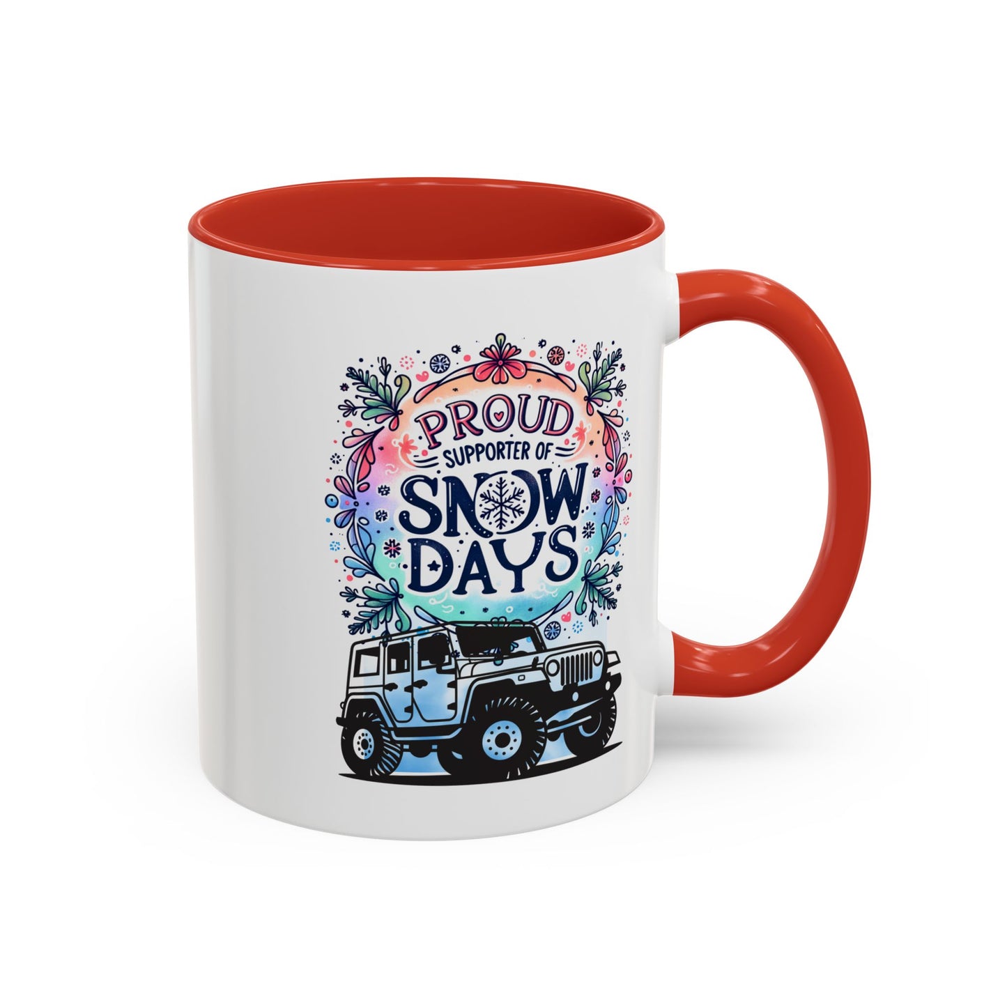JEEP Coffee Mug Proud Supporter of Snow Days Jeep Coffee Mug, Accent Mug for Jeep Lovers, Winter Beverage Cup, Holiday Gift Idea, Fun Travel Mug