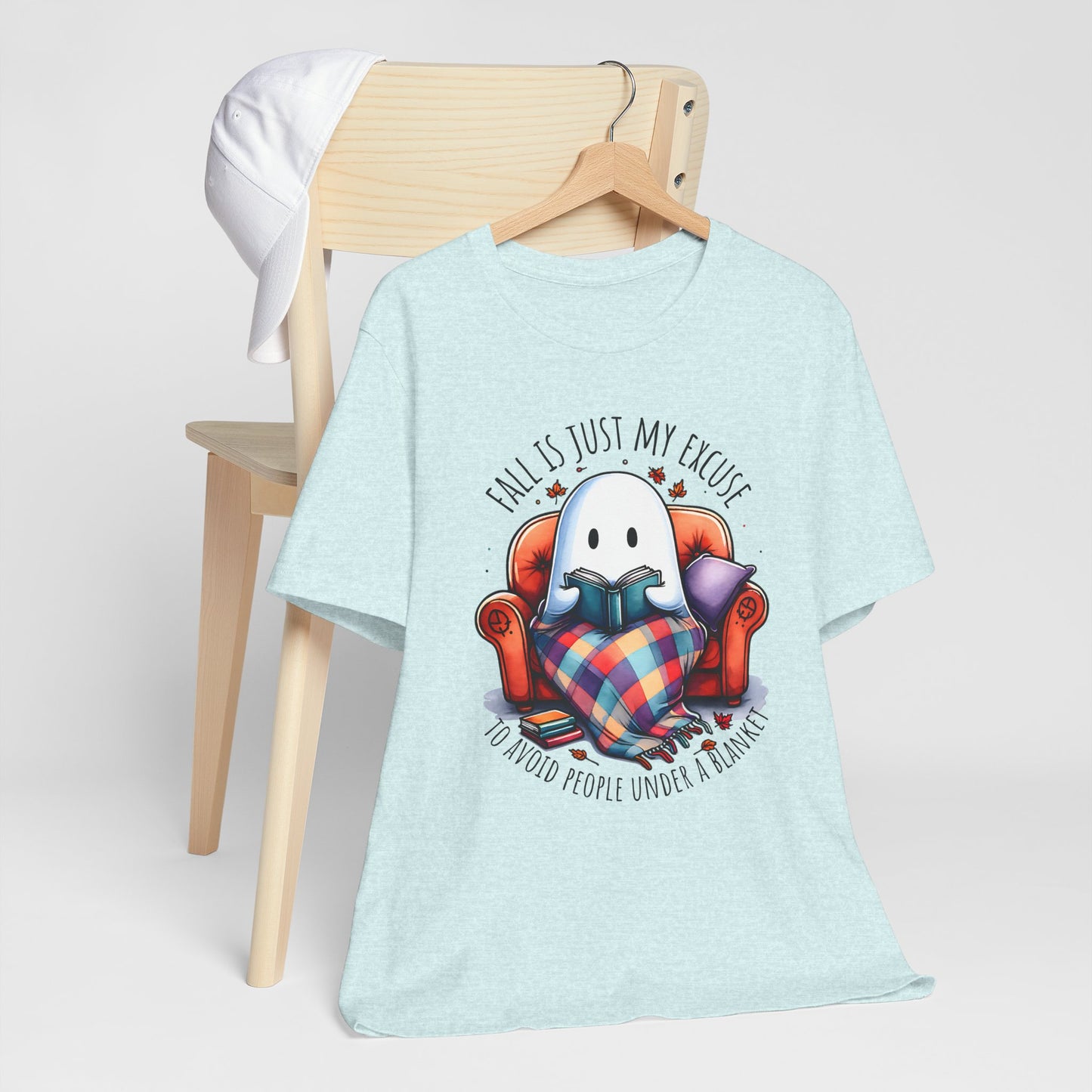 Fall is Just My Excuse to Avoid People T-Shirt Cozy Ghost Fall Tee, Perfect for Fall Nights, Halloween Spirit, Relaxing Home Vibes, Unisex Tee, Gift for Book Lovers, Ghost Lovers