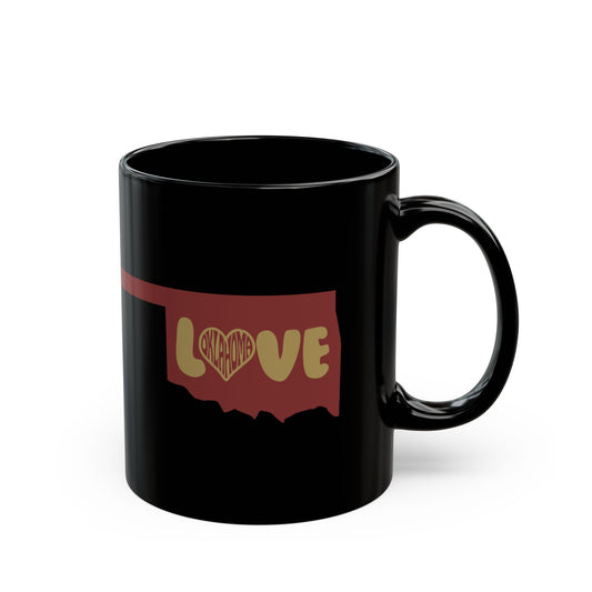 Oklahoma Coffee Mug 11oz 15oz Oklahoma Love Mug - Black Coffee Cup for Souvenir, Gift, Home Decor, Valentine's Day, Anniversary, or Birthday