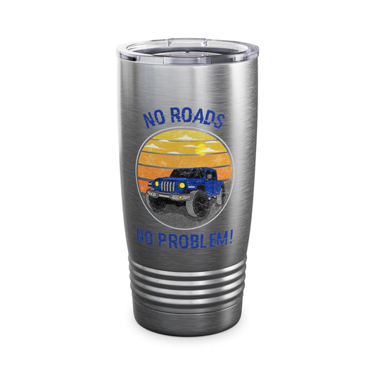 Retro Jeep Gladiator Adventure Tumbler, 20oz No Roads No Problem! Travel Mug Jeep Lover Gift Outdoor Adventure Camping Road Trip