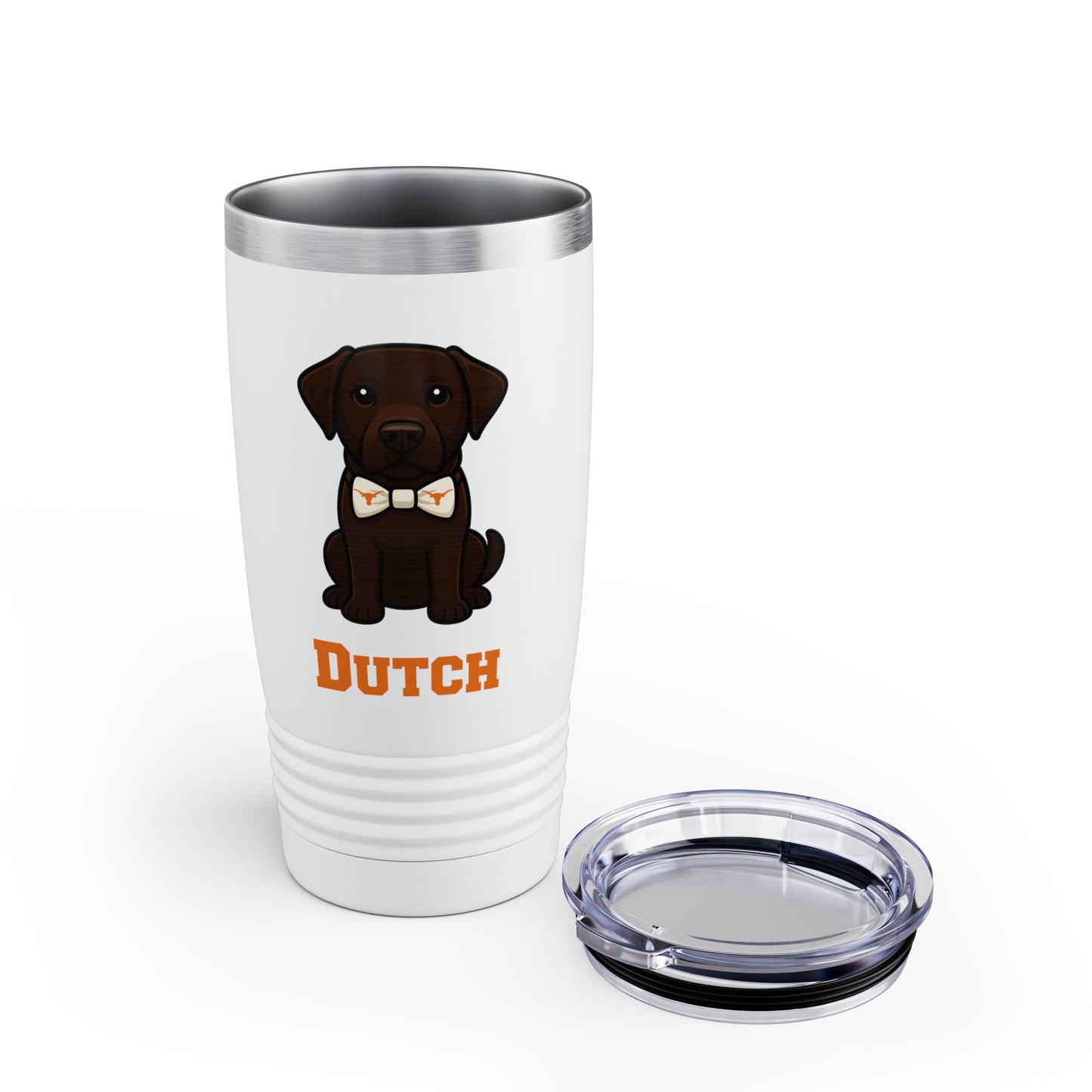 Chocolate Lab Personalized Ringneck Tumbler, Custom Dog Mug, Pet Lover Gift, Travel Mug with Pet Name, Birthday Gift, Funny Dog Design