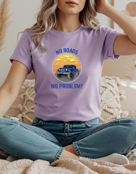 Retro Jeep T-Shirt Gift for Jeep Lover Adventure Tee No Roads No Problem! Unisex Jersey Short Sleeve T-Shirt Travel Shirt Outdoor Tee Gift for Explorers Jeep Lover Apparel