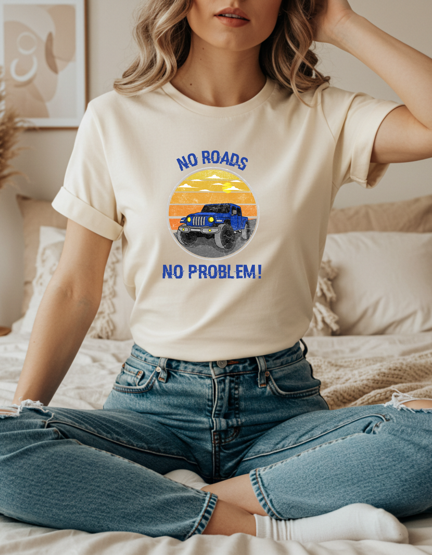 Retro Jeep T-Shirt Gift for Jeep Lover Adventure Tee No Roads No Problem! Unisex Jersey Short Sleeve T-Shirt Travel Shirt Outdoor Tee Gift for Explorers Jeep Lover Apparel
